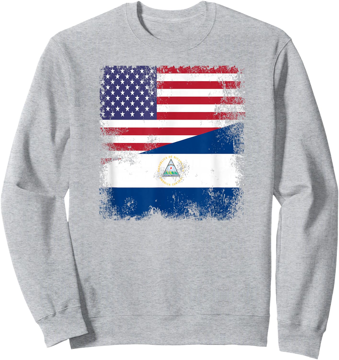 Half Nicaraguan Flag | Vintage Nicaragua USA Gift Sweatshirt - Sweatshirt | Ash