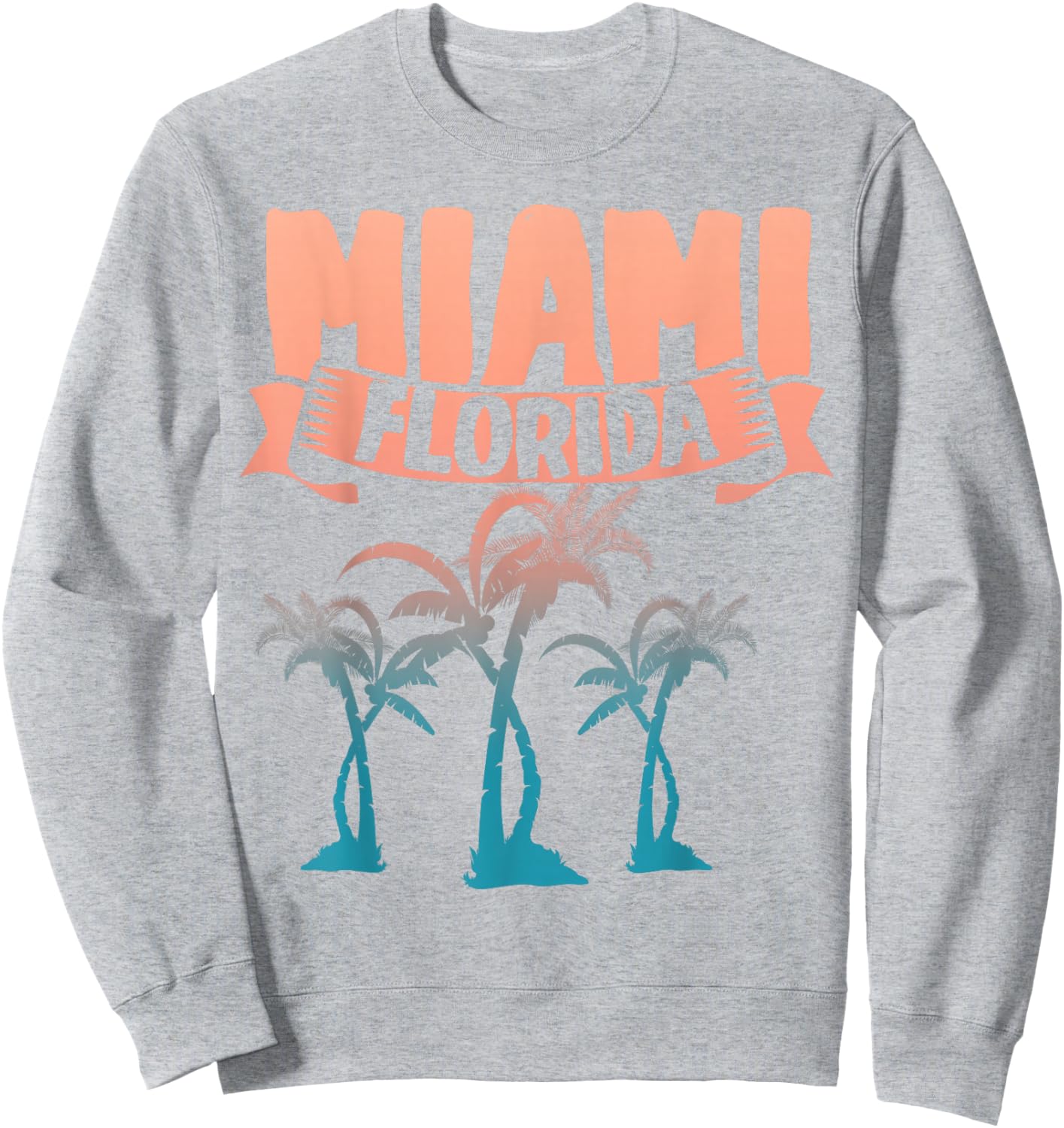 Tropical Summer Vacation Palm Trees Miami Beach Florida Sweatshirt - Sweatshirt | Ash