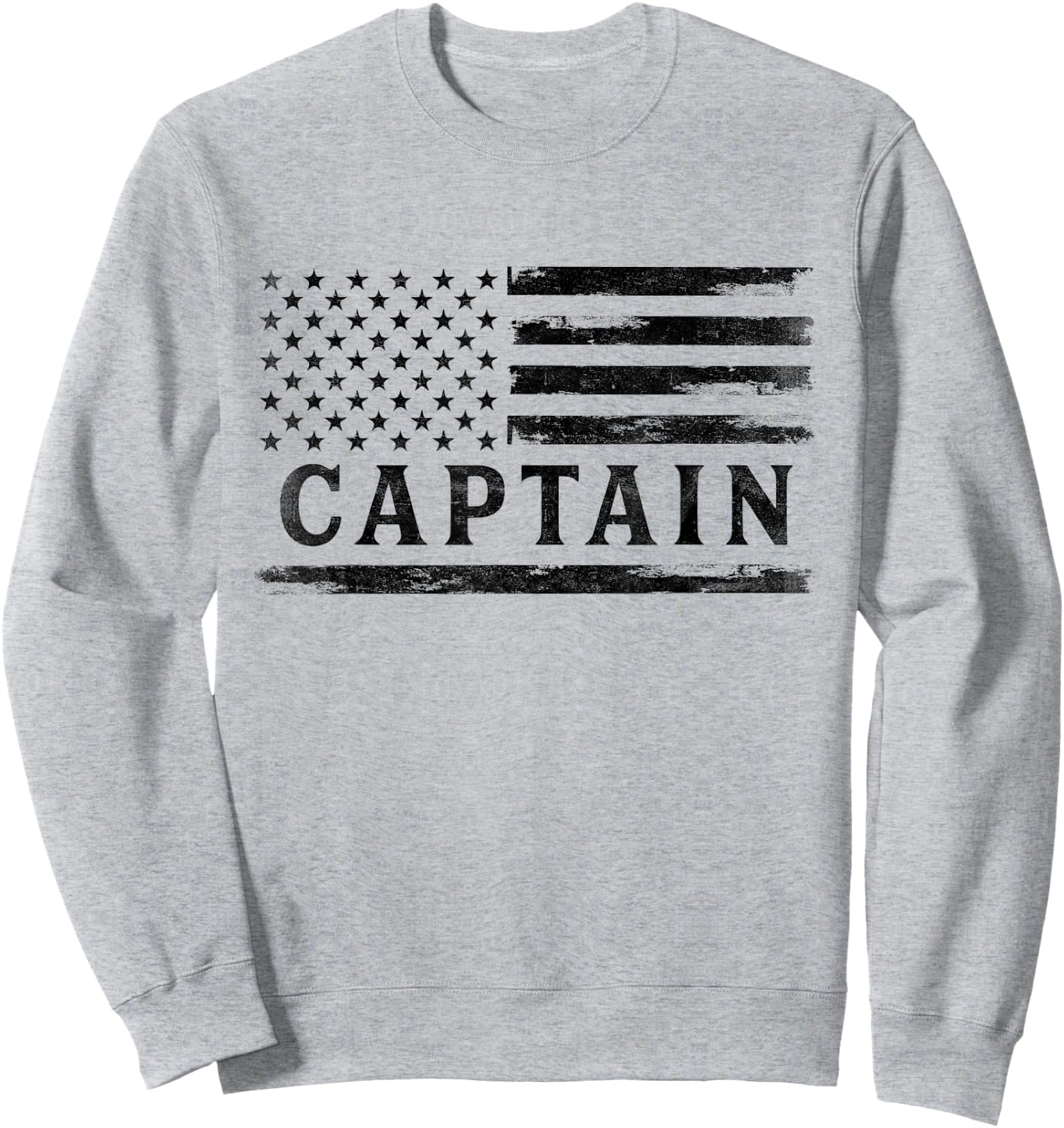 Captain Black Vintage USA Flag Father's Day Sweatshirt - Sweatshirt | Ash