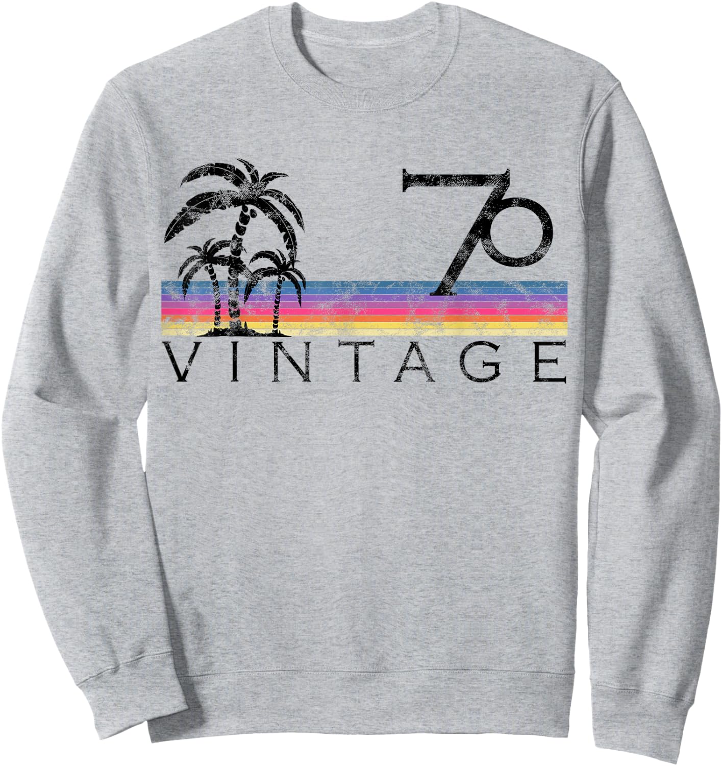Vintage Surfing 1970 Pacific Ocean Sunset Birthday Gift Sweatshirt - Sweatshirt | Ash