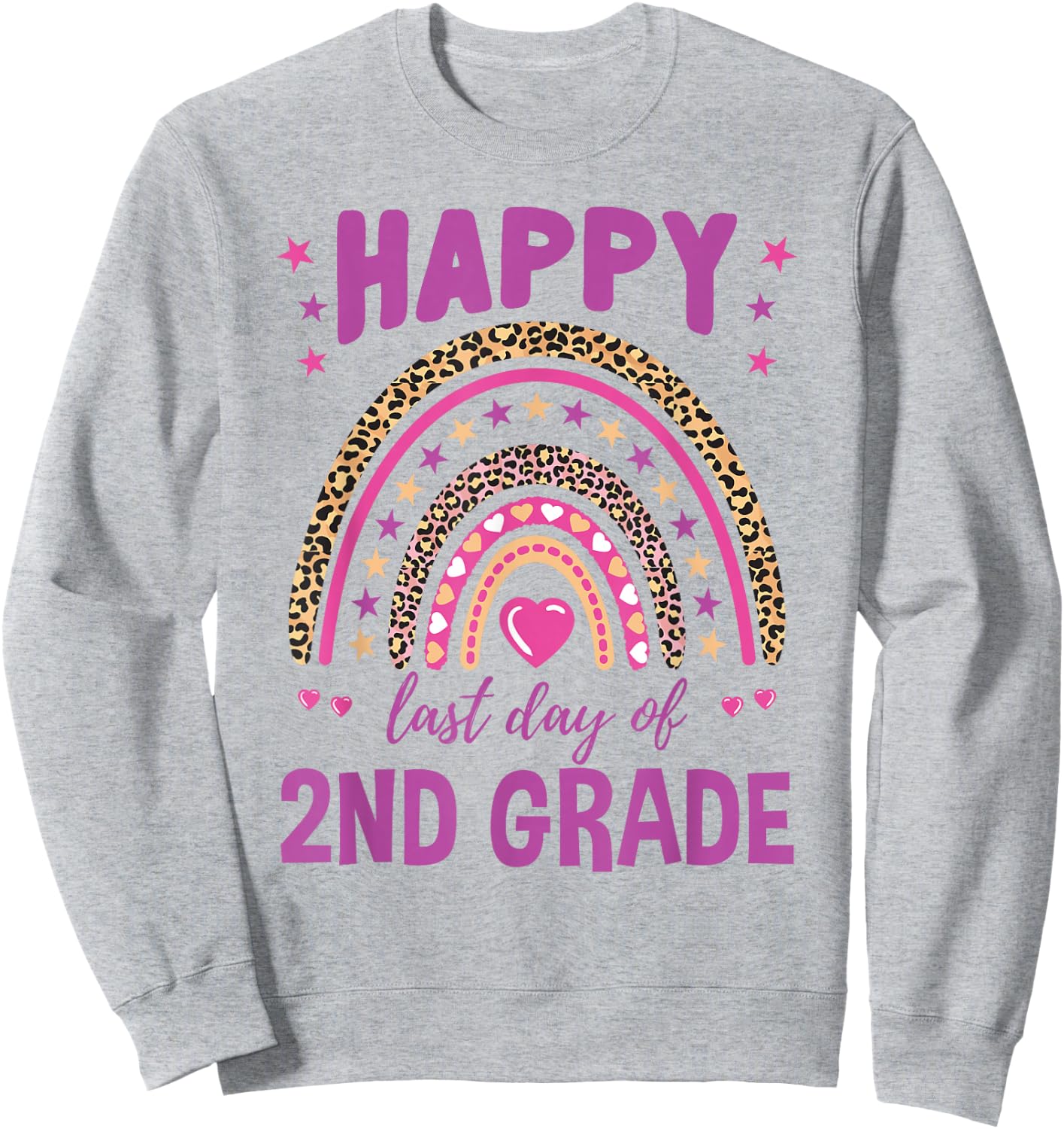 Happy Last Day Of 2nd Grade Leopard Rainbow Sweatshirt - Sweatshirt | Ash