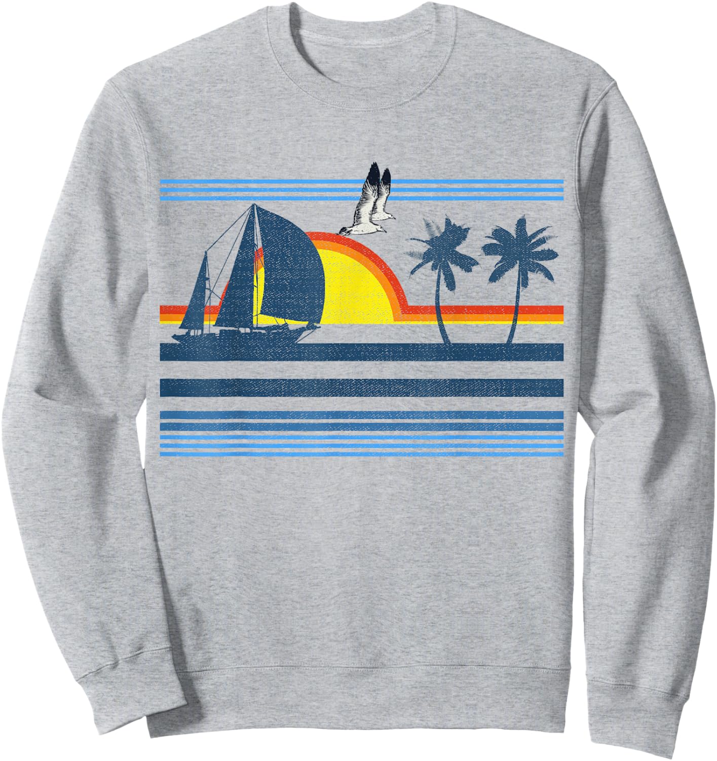 Retro Palm Tree Shirt - Tropical Beach Vintage Style 70s 80s Sweatshirt - Sweatshirt | Ash