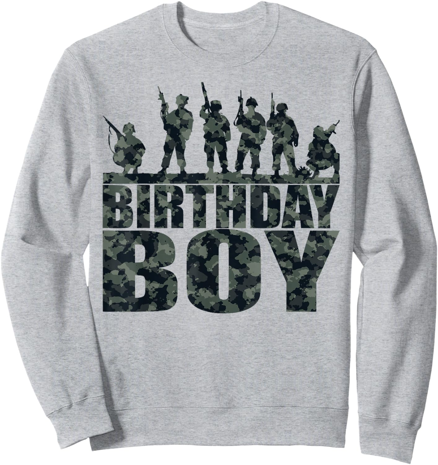 Birthday Boy Army Party Military Party Supplies Camo Green Sweatshirt - Sweatshirt | Ash