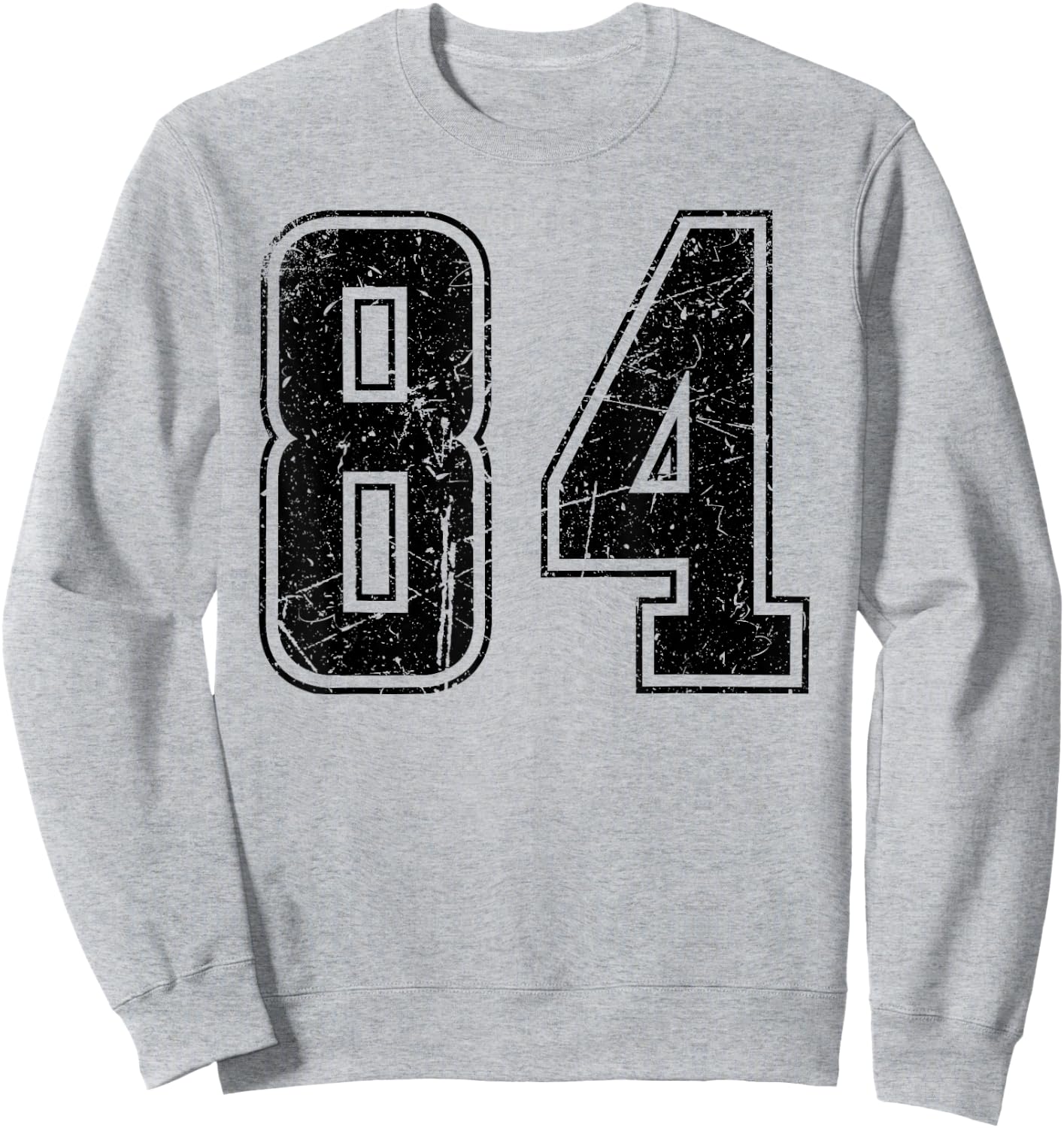Number 84 Distressed Grunge Vintage Jersey Team Fan Sweatshirt - Sweatshirt | Ash