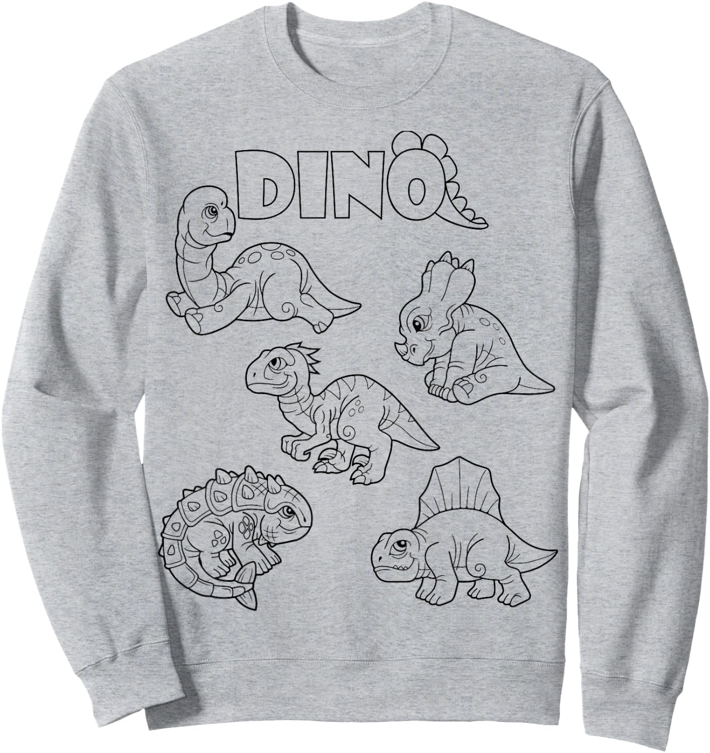 Cute dino dinosaur to paint and color in for children Sweatshirt - Sweatshirt | Ash