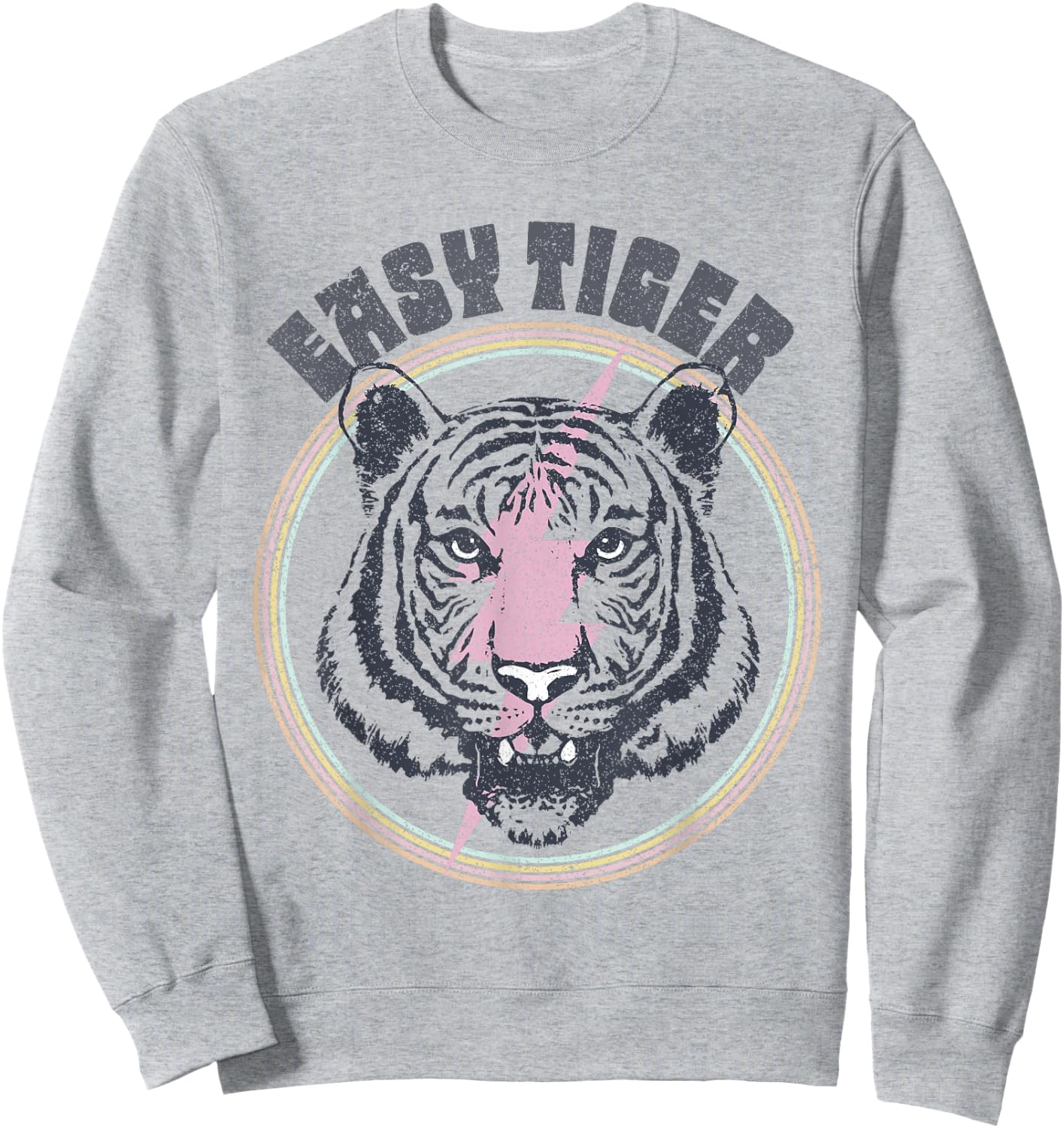 Easy Tiger Face Retro 70s 80s Vintage Sweatshirt - Sweatshirt | Ash