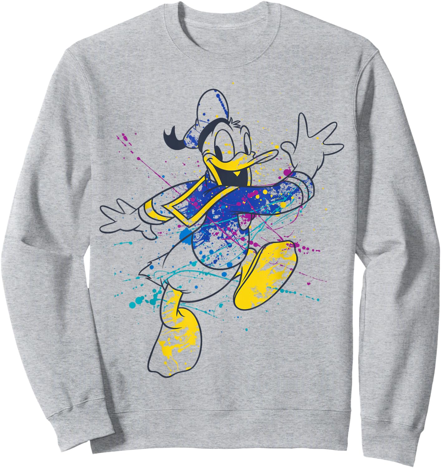 Disney Mickey and Friends Donald Duck Paint Splatter Sweatshirt - Sweatshirt | Ash