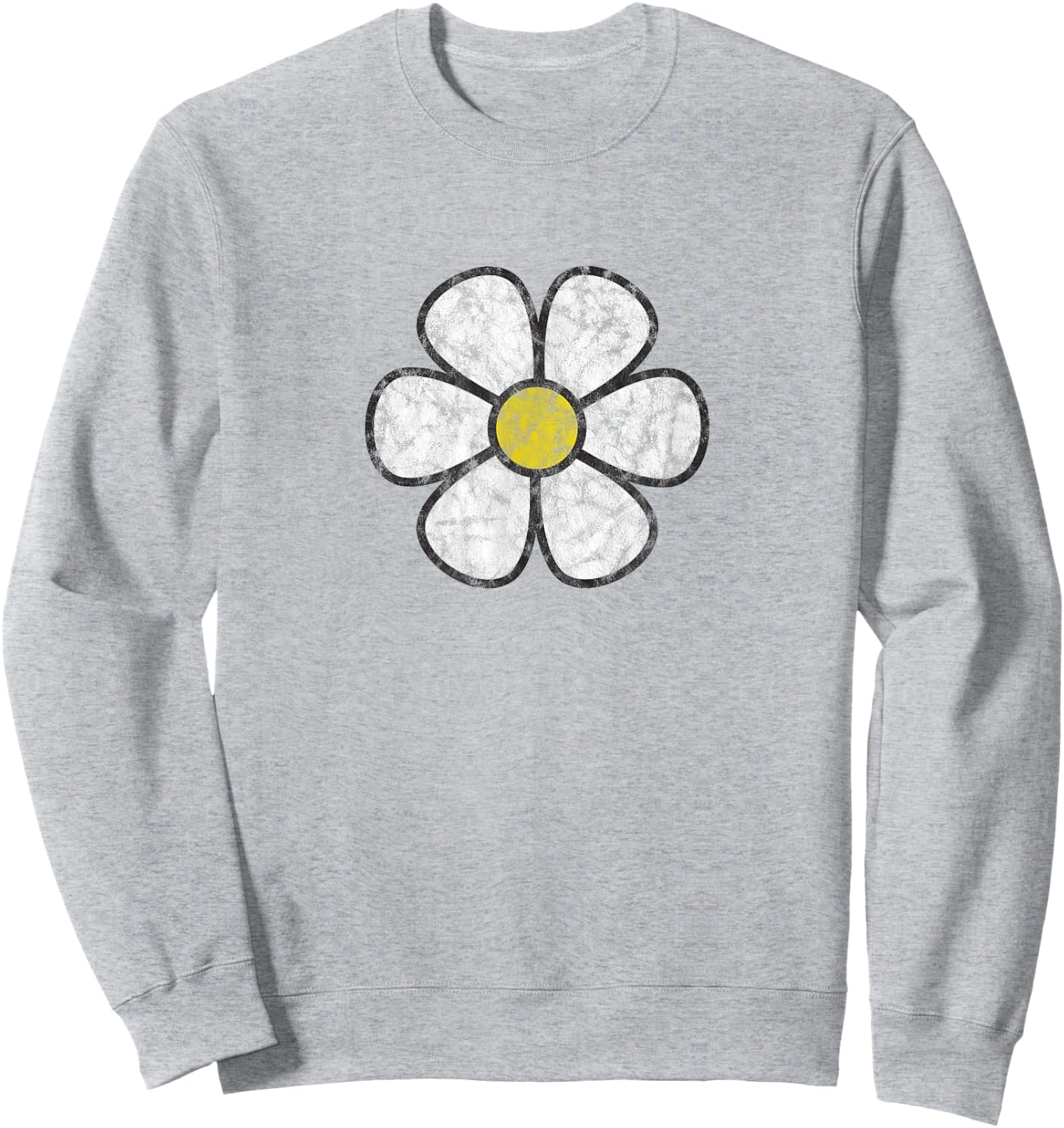 Hippie Daisy Flower Vintage Graphic Effect Sweatshirt - Sweatshirt | Ash