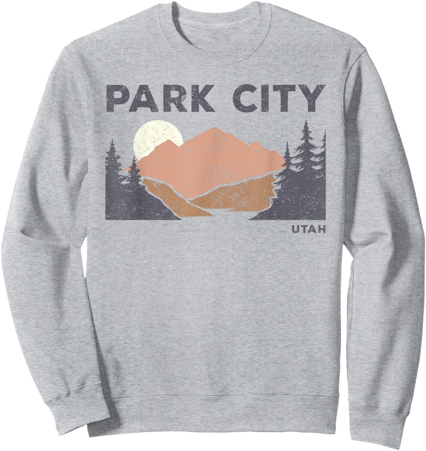 Vintage Retro Park City Utah Faded Mountain Forest Hiking Sweatshirt - Sweatshirt | Ash