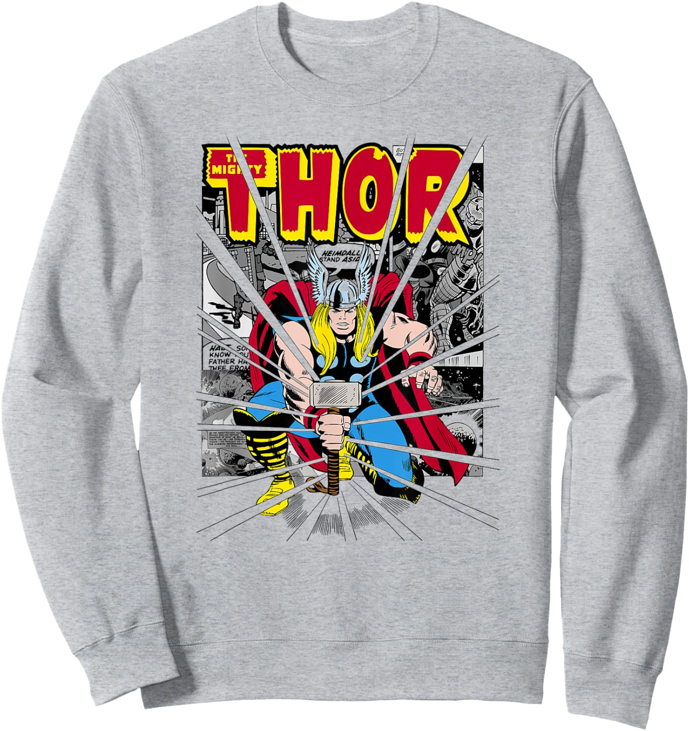 Marvel Mighty Thor Retro Comic Hammer Blast Kids Sweatshirt - Sweatshirt | Ash
