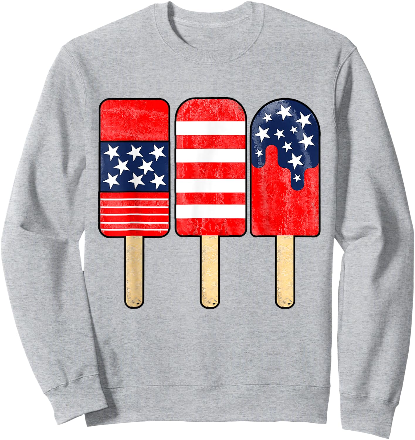 4th of July Popsicle Red White Blue American Flag Patriotic Sweatshirt - Sweatshirt | Ash