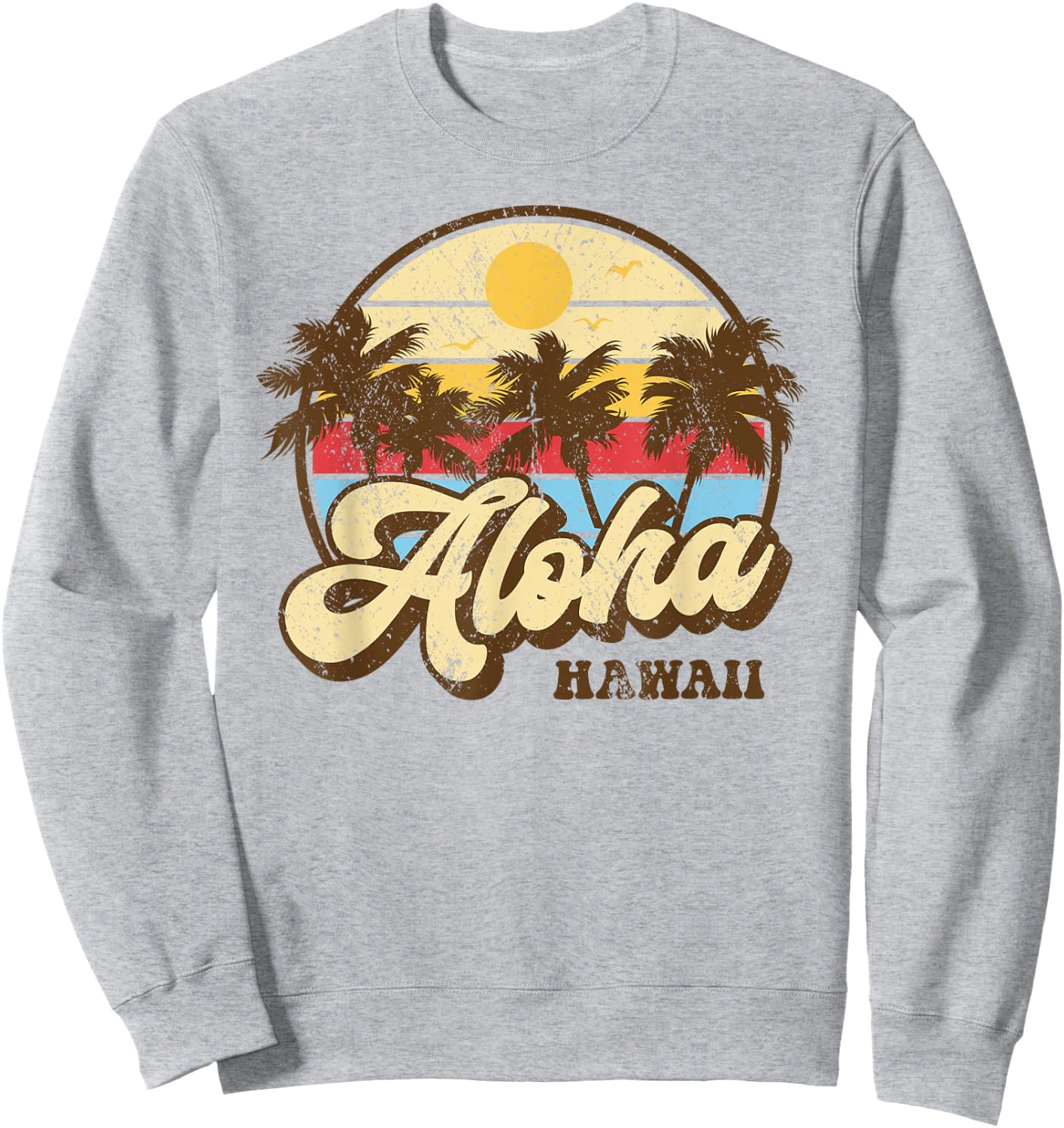Aloha Hawaii Hawaiian Island Palm Surfboard Beach Surf retro Sweatshirt - Sweatshirt | Ash