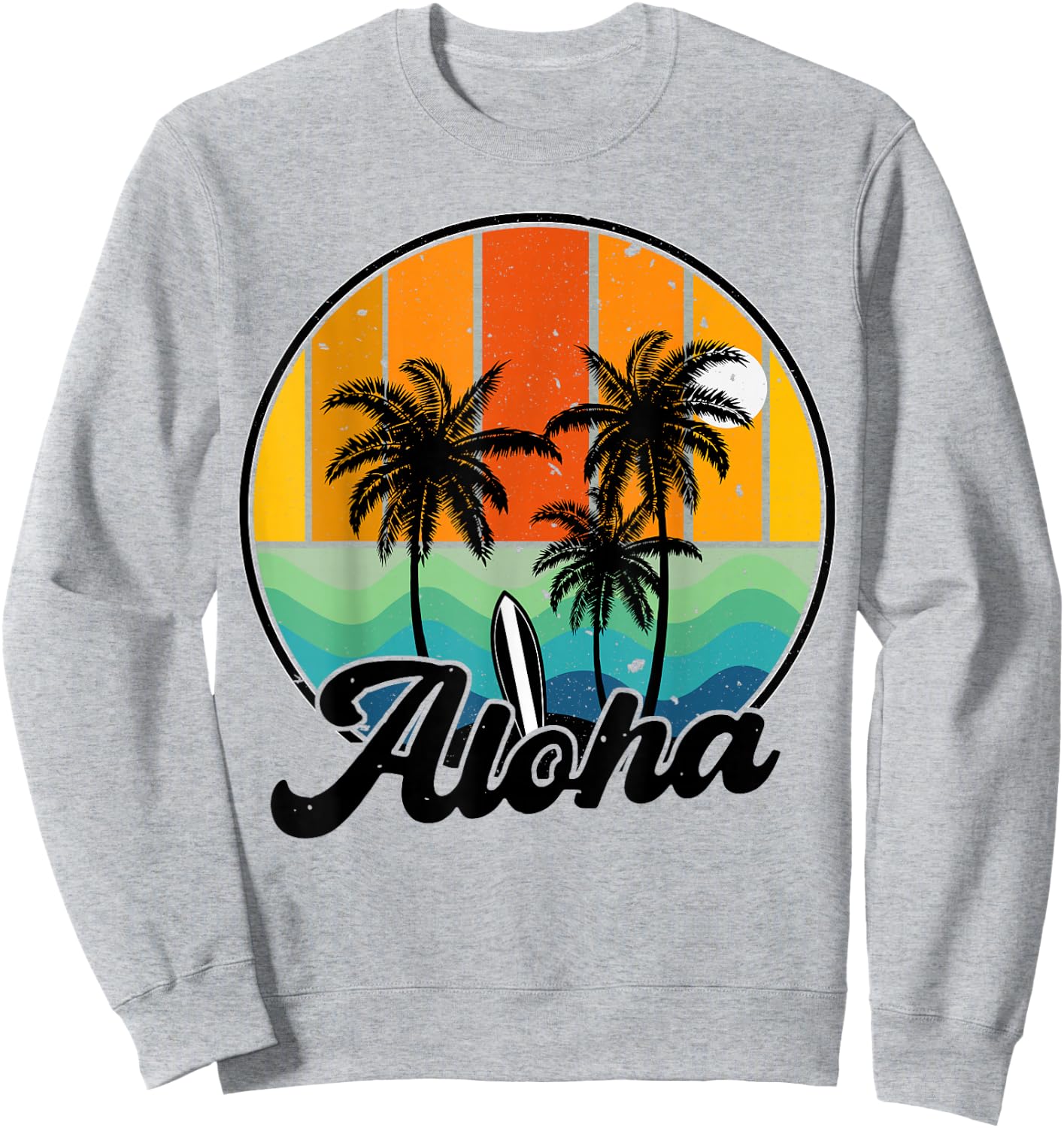 Aloha Hawaiian Palm Tree Beach Surf Kids Men Women Sweatshirt - Sweatshirt | Ash