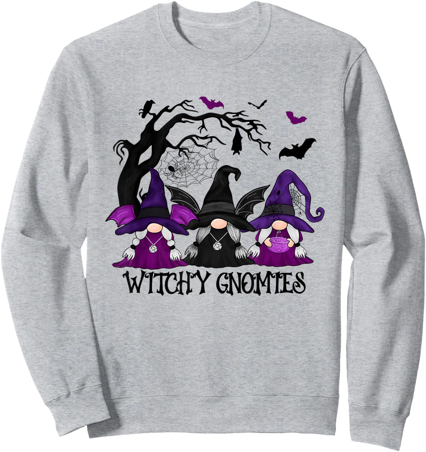 Witchy Gnomies Funny Gnome Halloween Matching Costume Sweatshirt - Sweatshirt | Ash