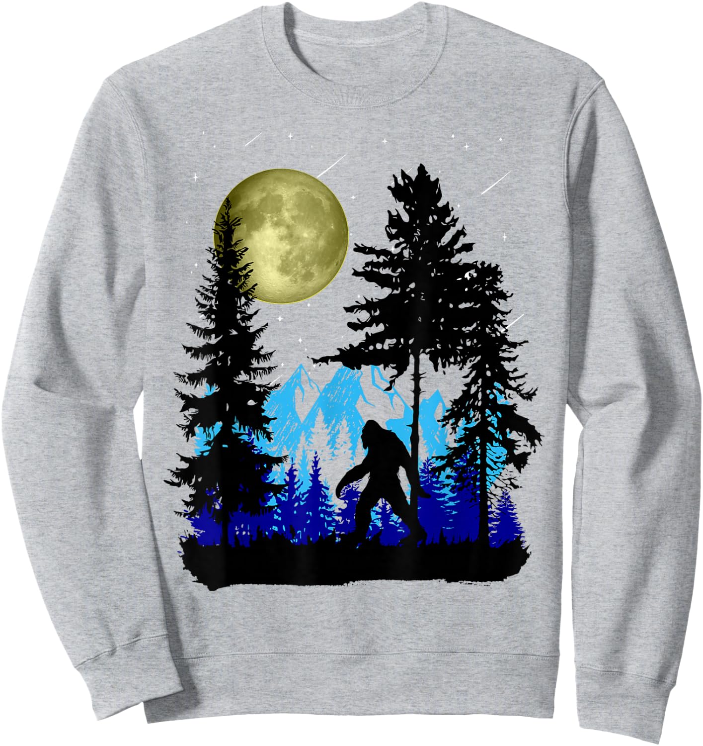 Bigfoot Hiding Under Full Moon for Sasquatch Lover Sweatshirt - Sweatshirt | Ash
