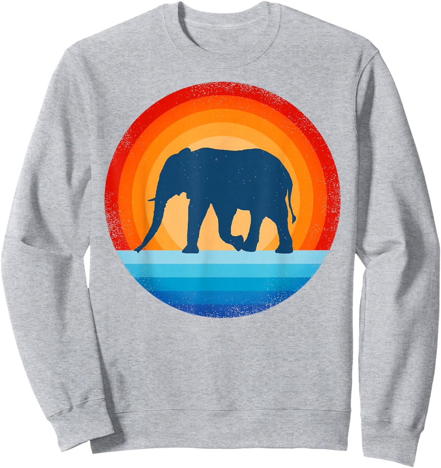Elephant Retro Vintage 70s Sunset Mammal Animal Men Women Sweatshirt - Sweatshirt | Ash