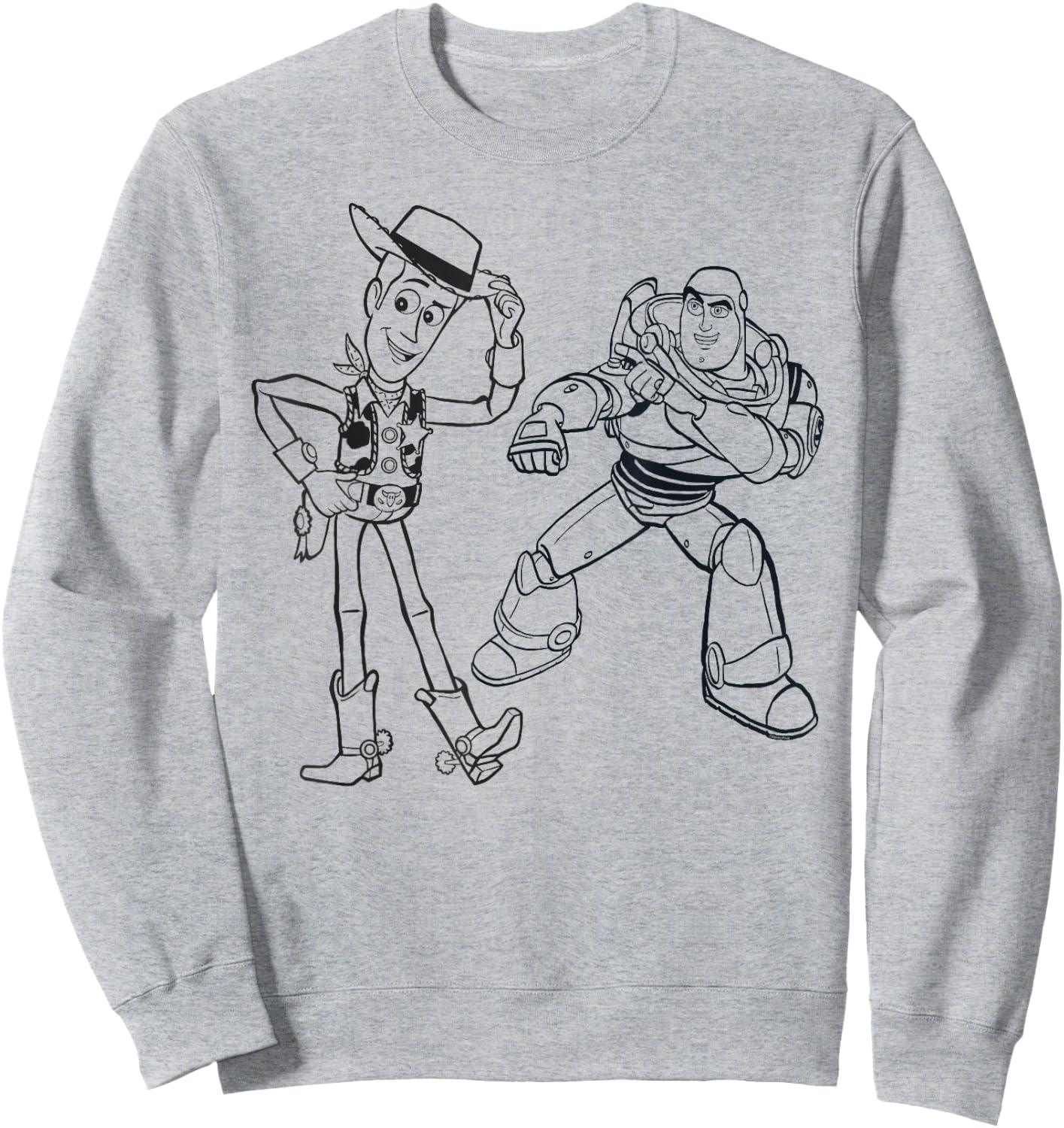 Disney PIXAR Toy Story Woody & Buzz Lightyear Sketch Book Sweatshirt - Sweatshirt | Ash