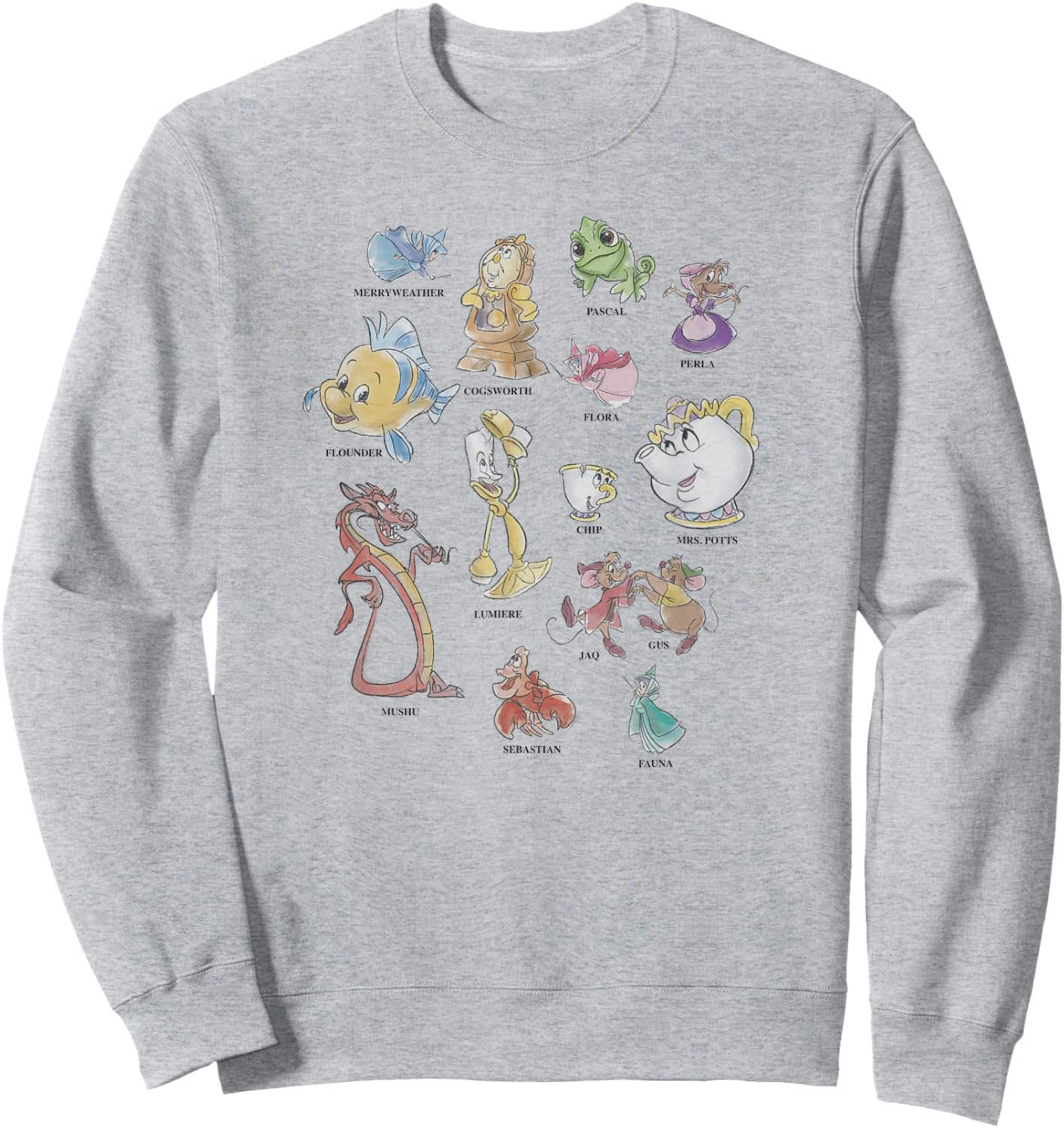 Disney Princesses Sidekick Identification Chart Small Sweatshirt - Sweatshirt | Ash