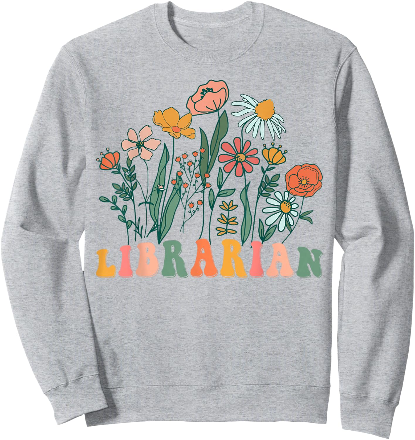 Groovy Wildflower Librarian Sweatshirt - Sweatshirt | Ash