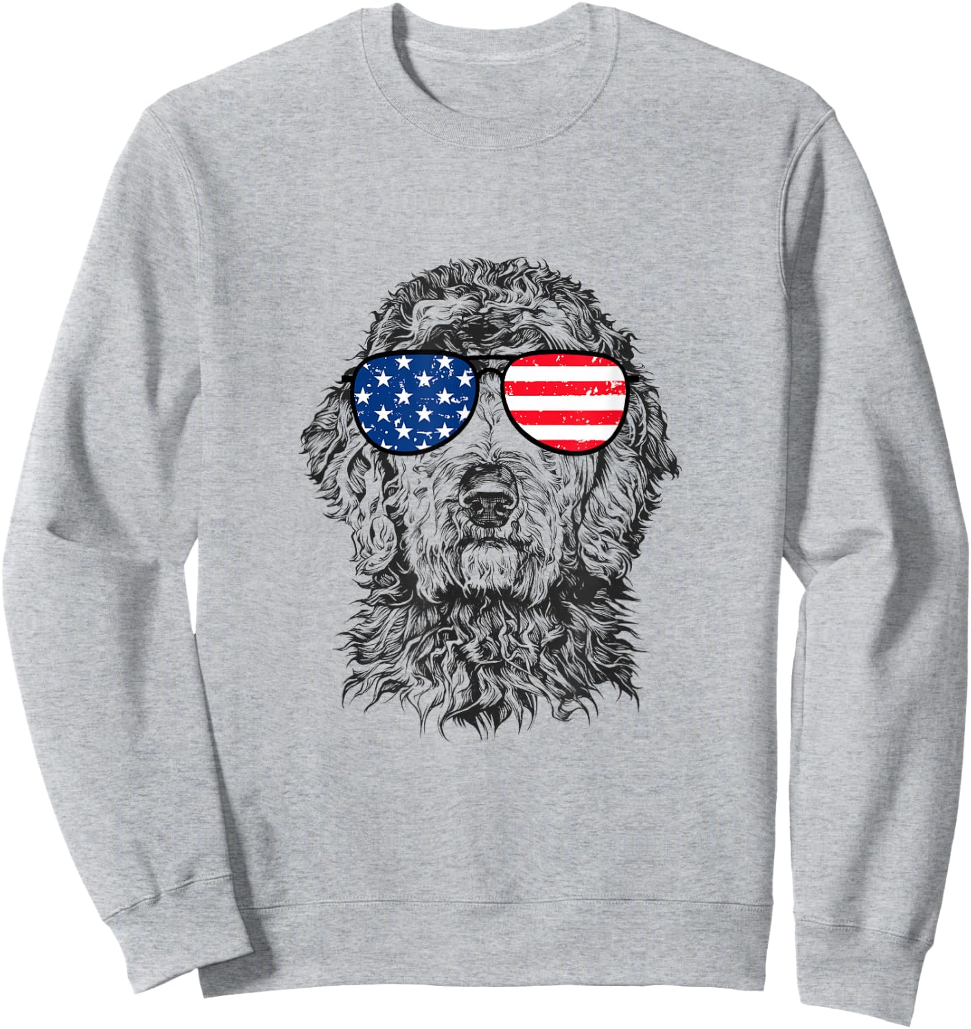 4th of July Goldendoodle Doodle Dog Patriotic USA Sunglasses Sweatshirt - Sweatshirt | Ash