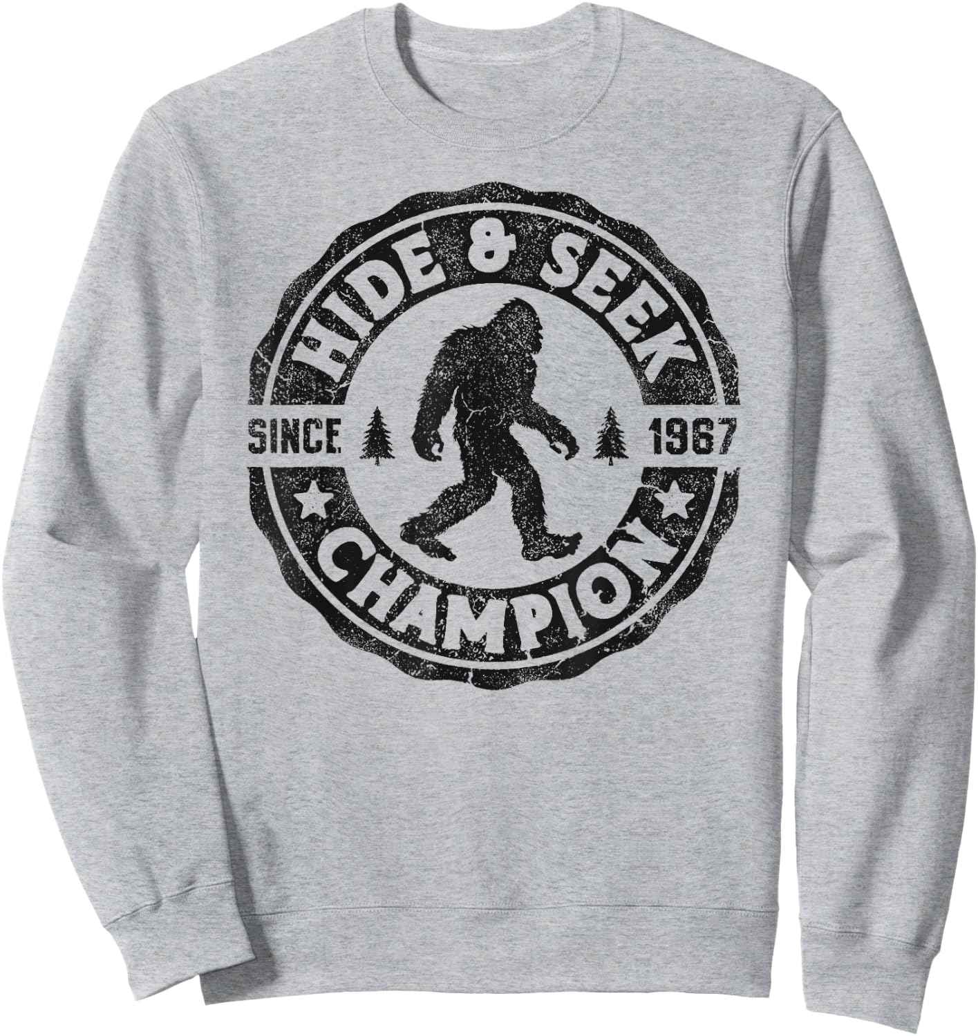 Bigfoot Hide And Seek Champion Funny Sasquatch Retro Vintage Sweatshirt - Sweatshirt | Ash
