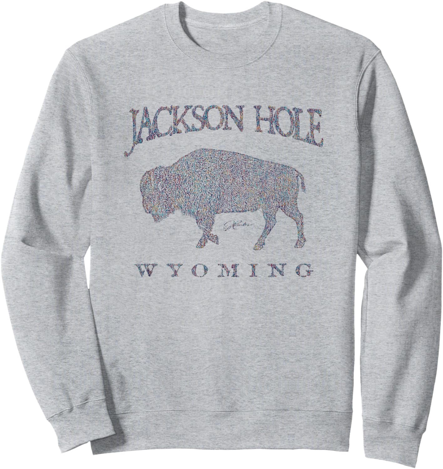 JCombs: Jackson Hole, WY, Walking Bison Sweatshirt - Sweatshirt | Ash