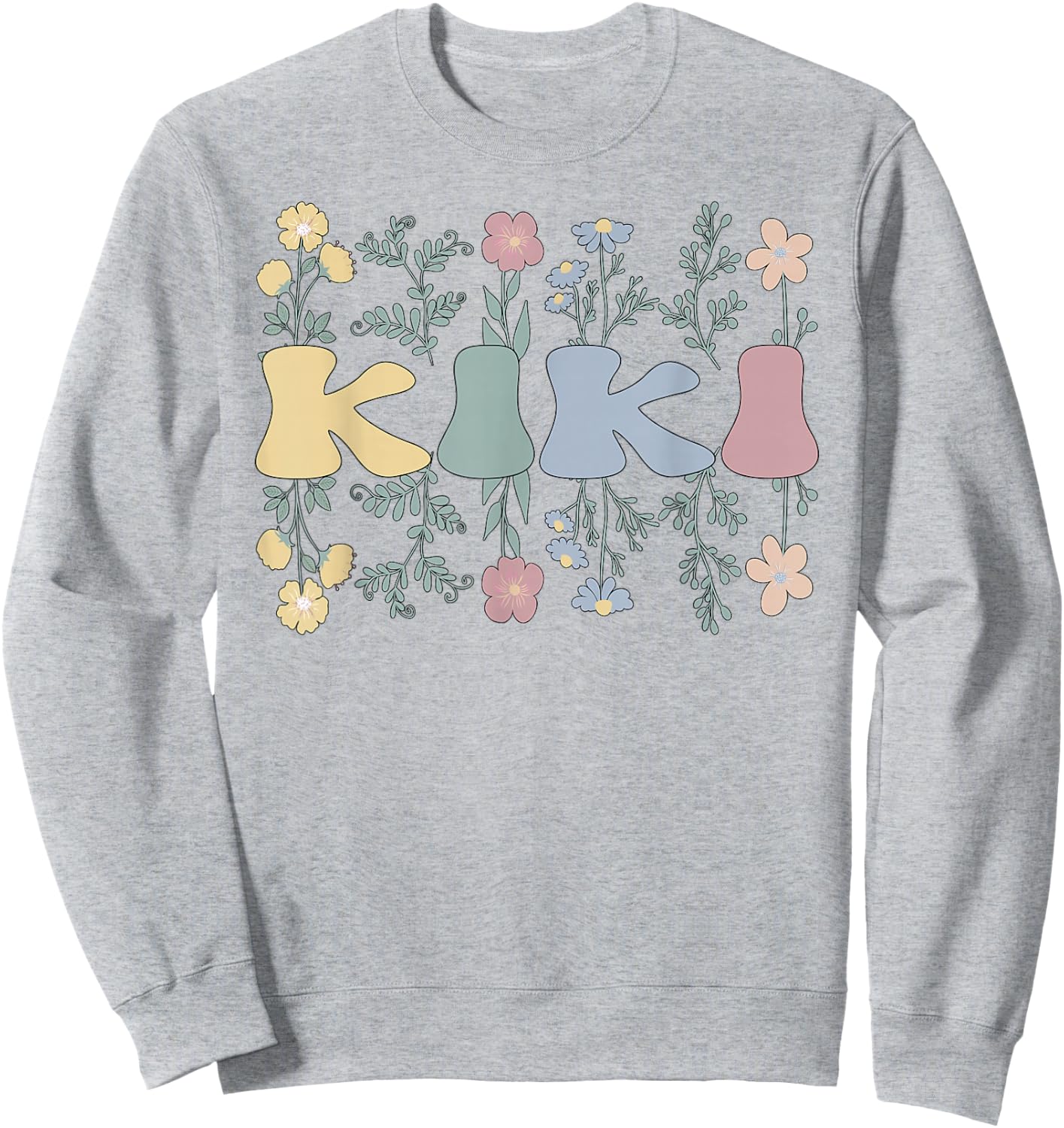 Groovy Kiki Grandmother Flowers Kiki Grandma Sweatshirt - Sweatshirt | Ash