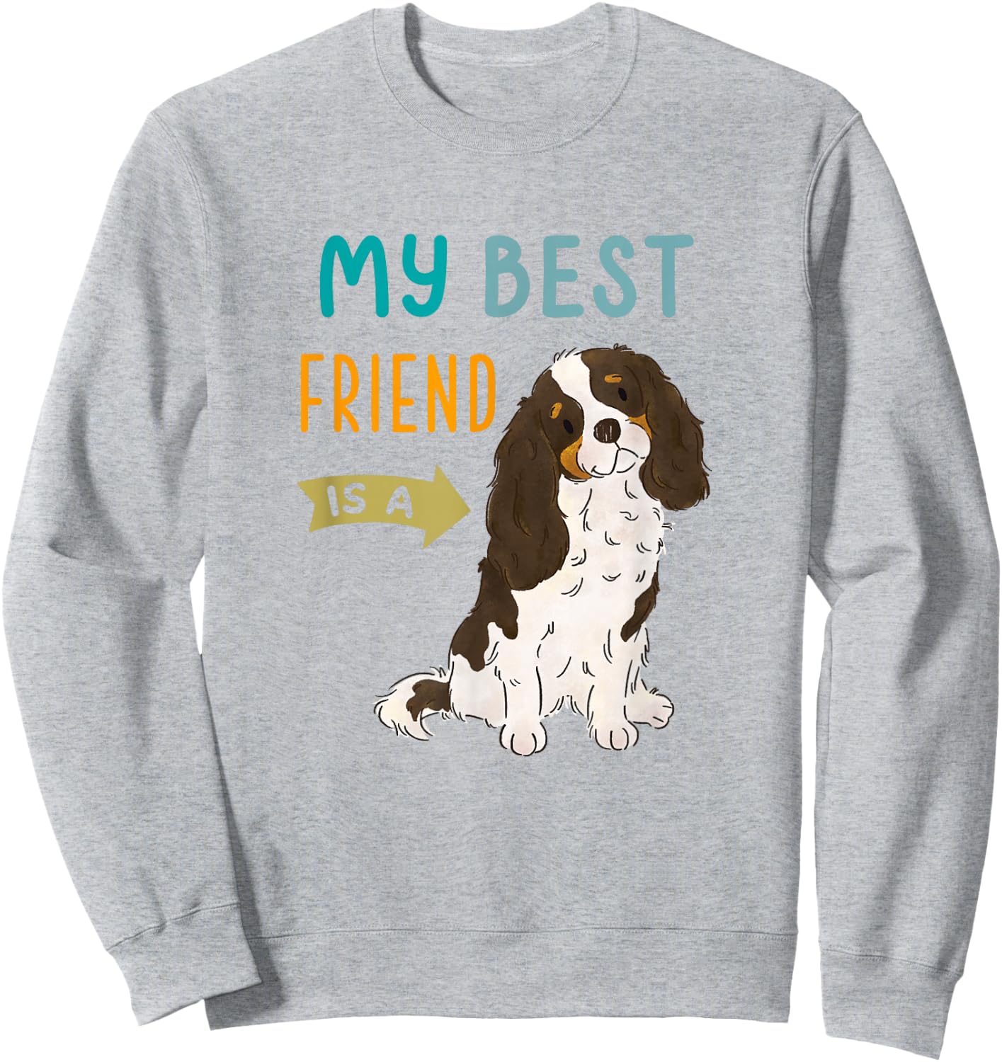 My Best Friend is a Tri Color Cavalier King Charles Spaniel Sweatshirt - Sweatshirt | Ash