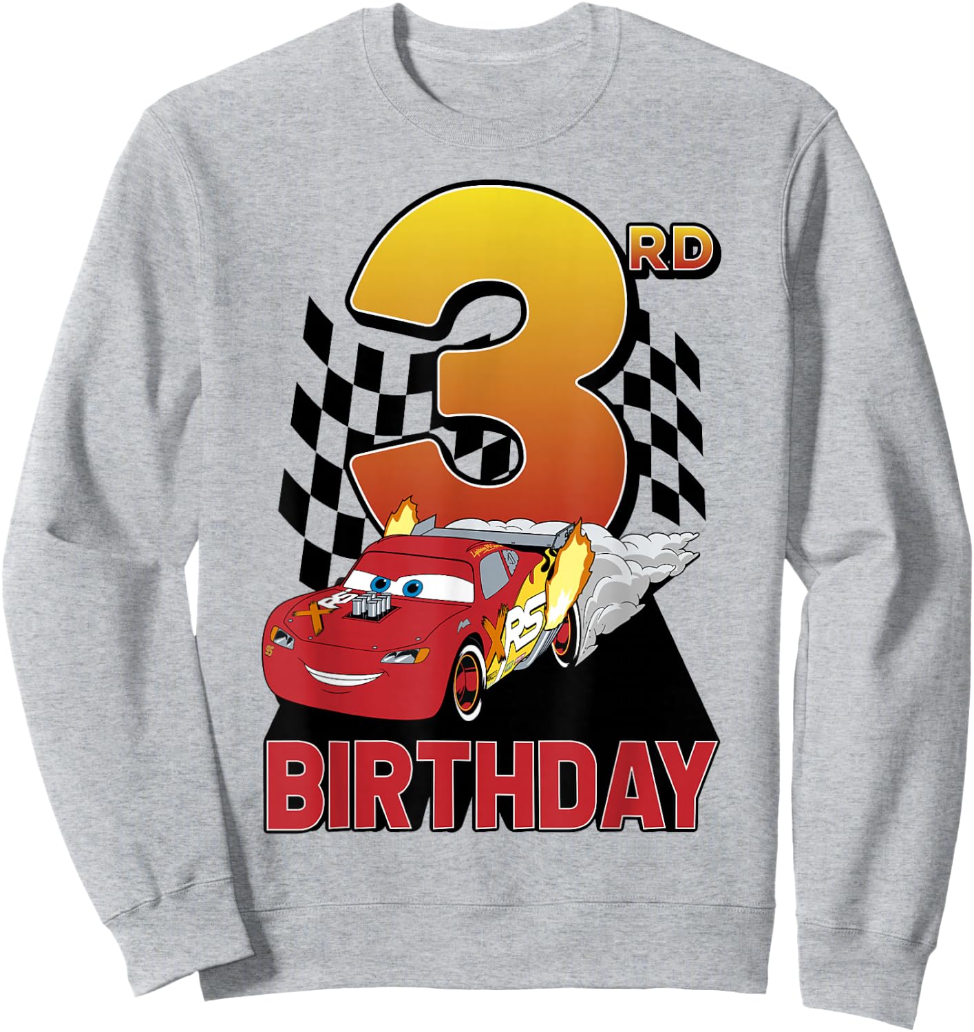Disney Pixar Cars Lightning McQueen 3rd Birthday Race Logo Sweatshirt - Sweatshirt | Ash