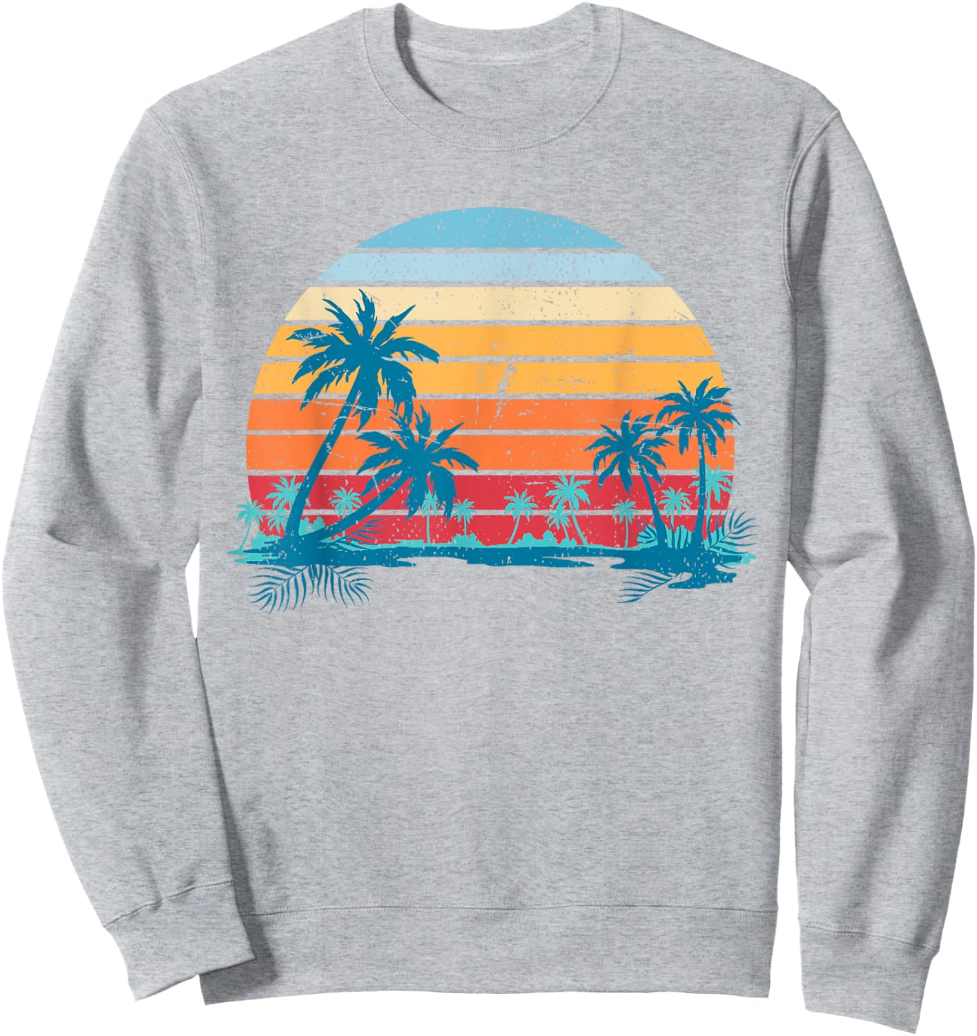 Sunset Beach Palms Summer Vibes Retro Tropical Summer Men Women Girls Kids Sweatshirt - Sweatshirt | Ash