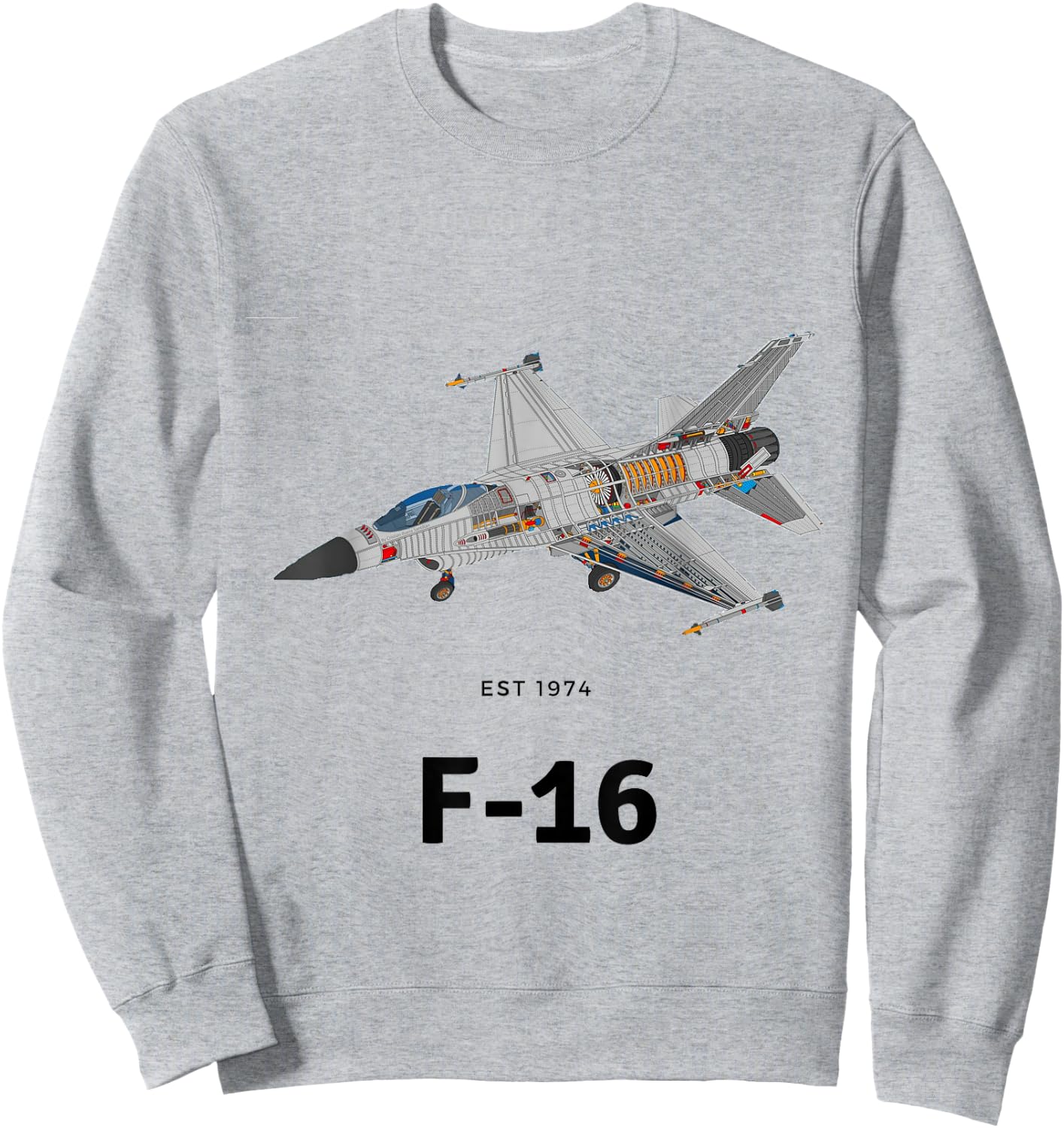 F-16 Fighter Pilot Jet Plane War Plane T Shirt Sweatshirt - Sweatshirt | Ash