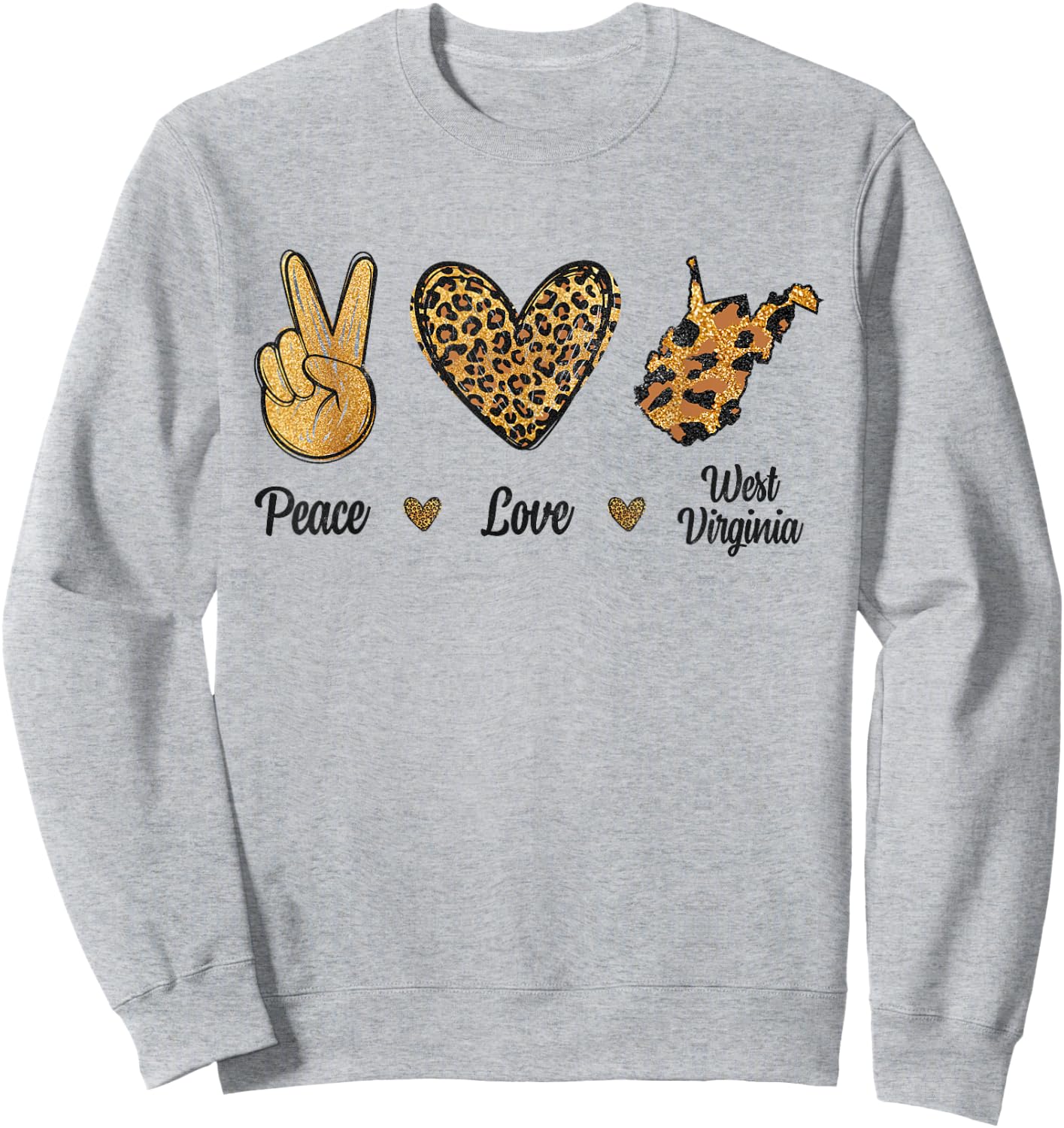 Peace Love West Virginia Leopard Flag Map Souvenirs Men Kids Sweatshirt - Sweatshirt | Ash