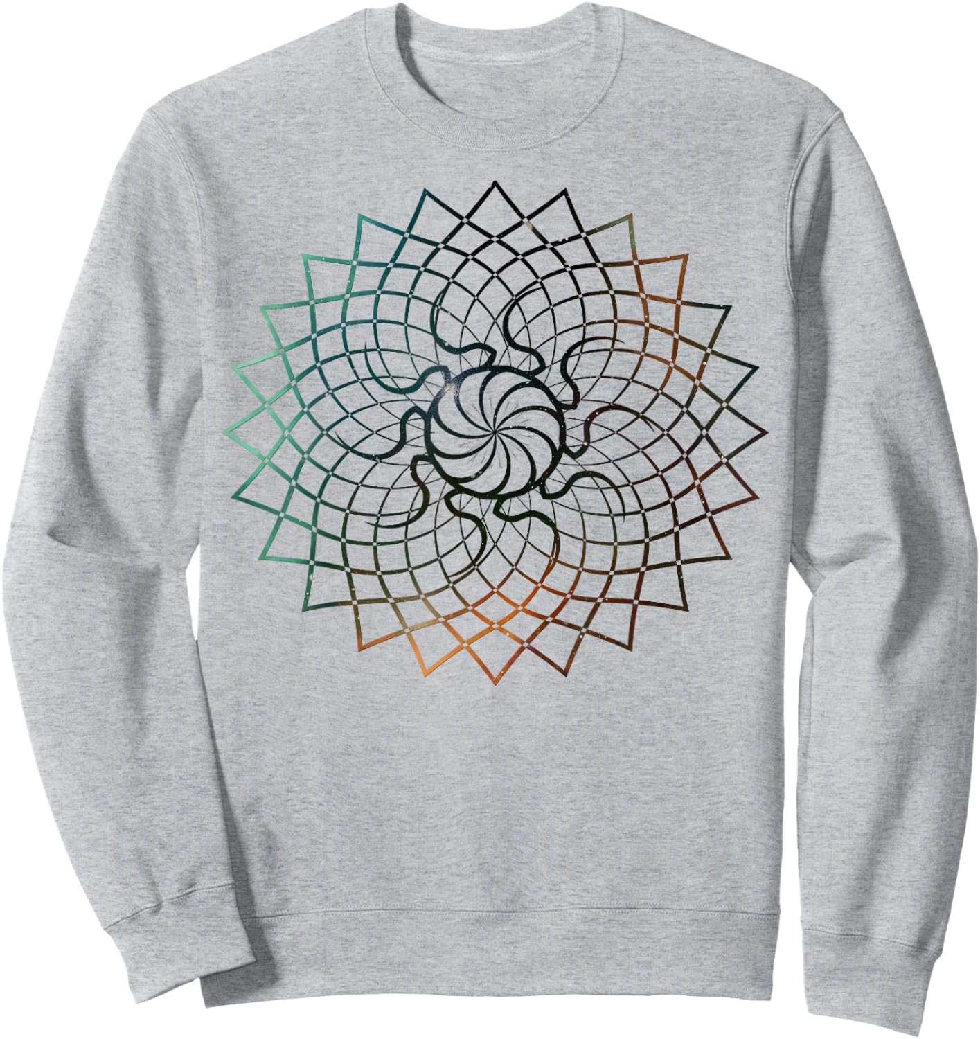 Mandala Geometry Sacred Fractal Art Yoga Good Vibe Sweatshirt - Sweatshirt | Ash