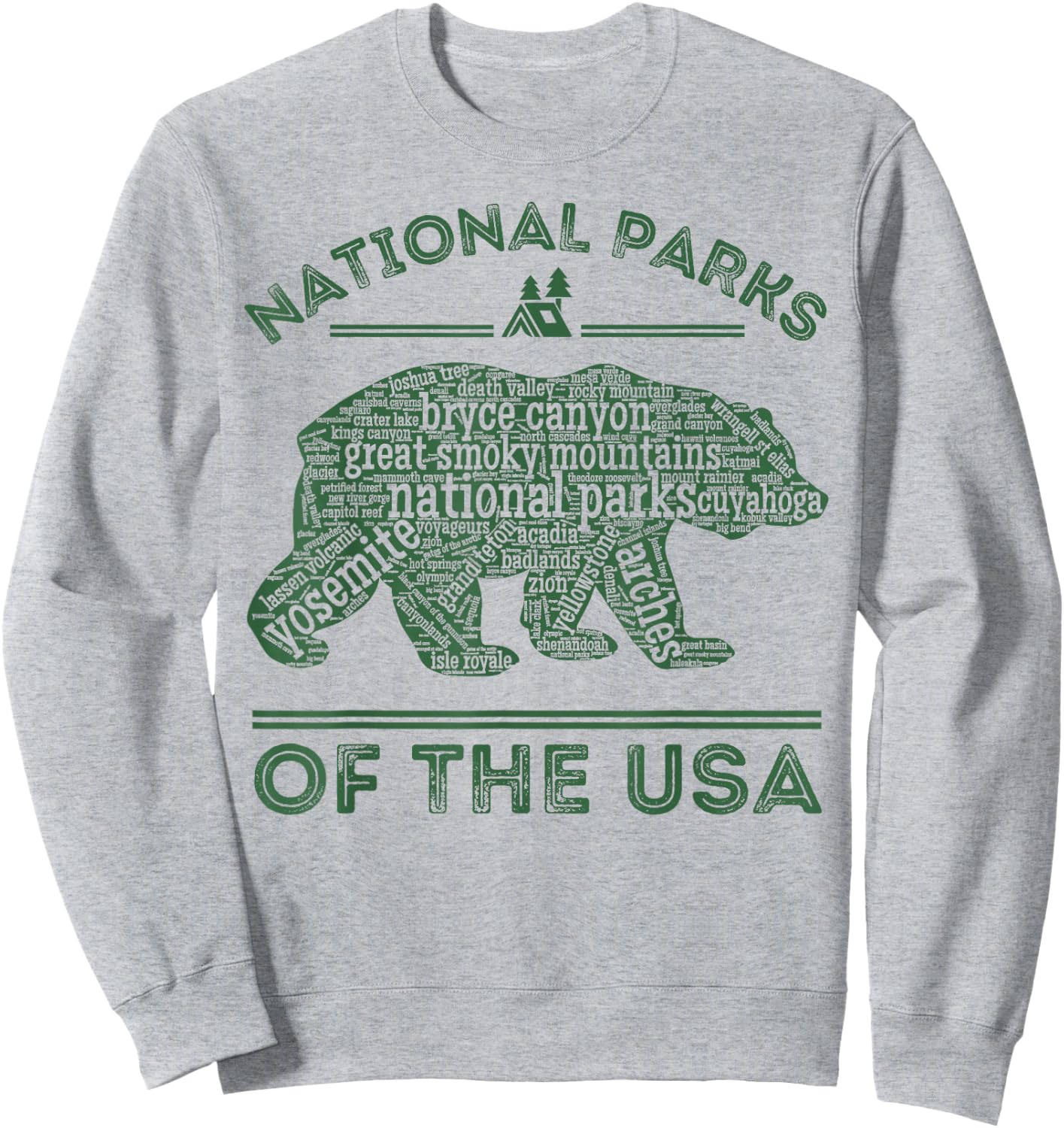 National Parks Bear Hiking Travel Camping Outdoors Retro USA Small Sweatshirt - Sweatshirt | Ash