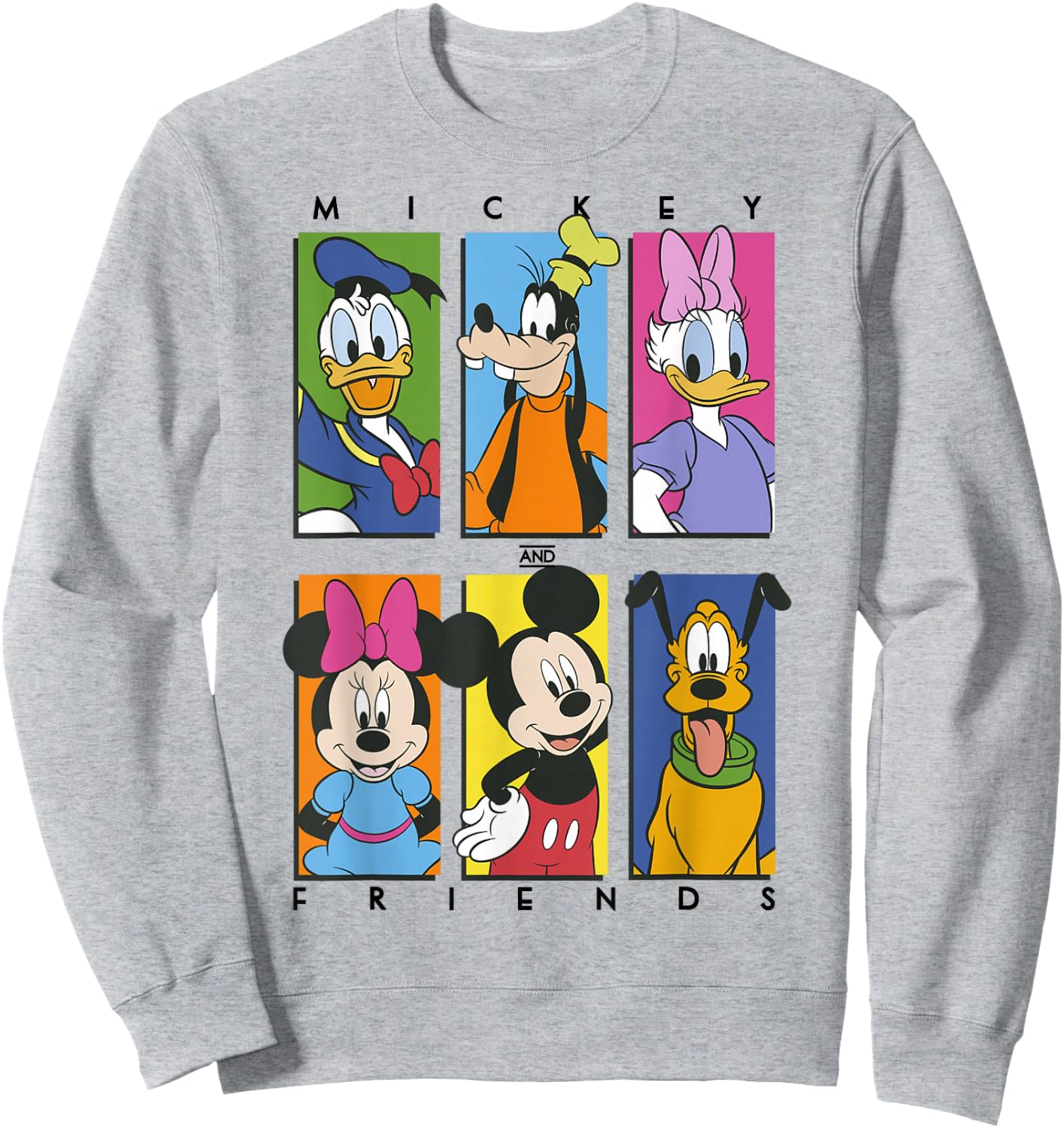 Disney Mickey and Friends Group Shot Panels Sweatshirt - Sweatshirt | Ash
