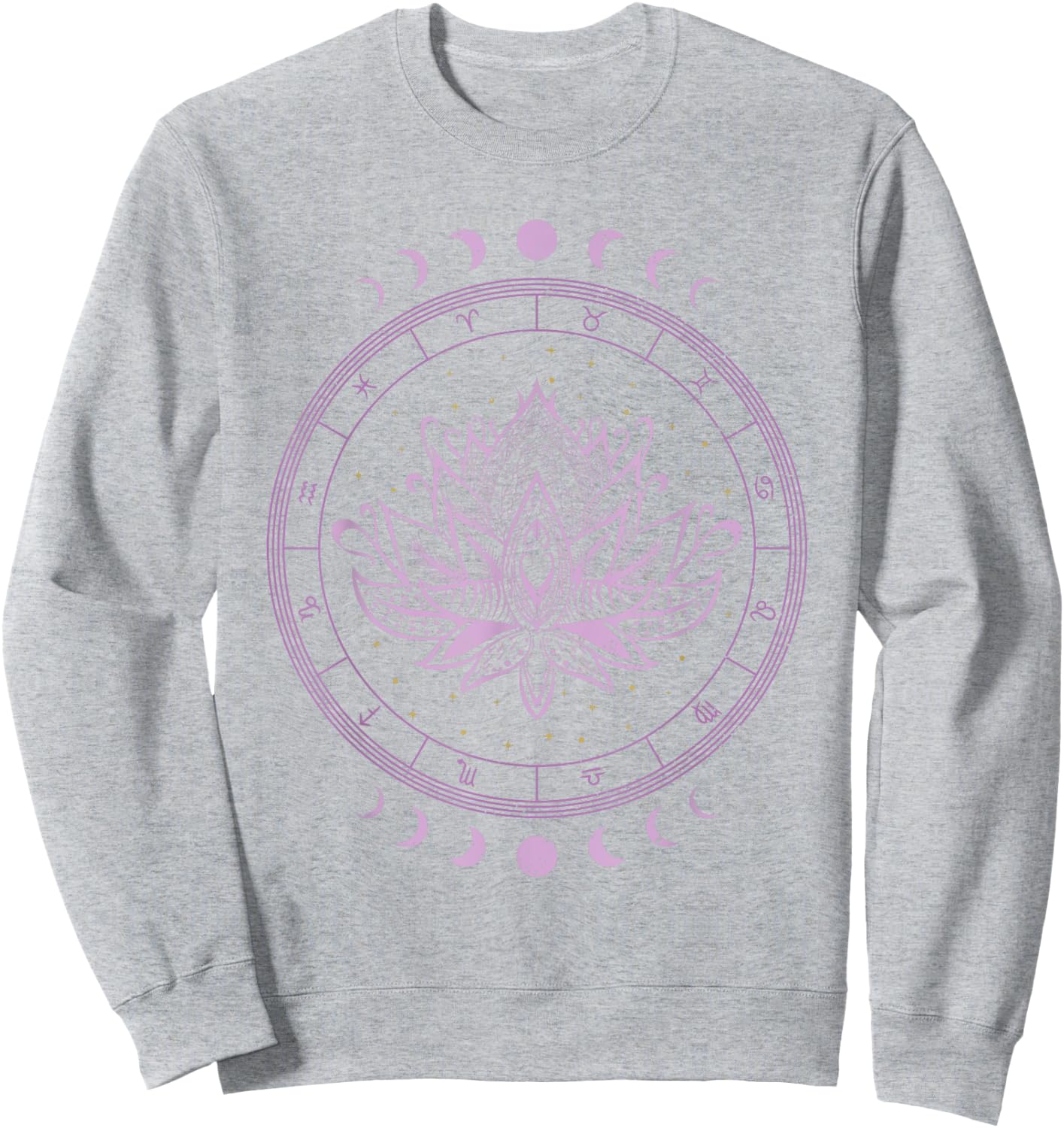 Spiritual Bohemian Yoga Astrology Zodiac Signs Lotus Flower Sweatshirt - Sweatshirt | Ash