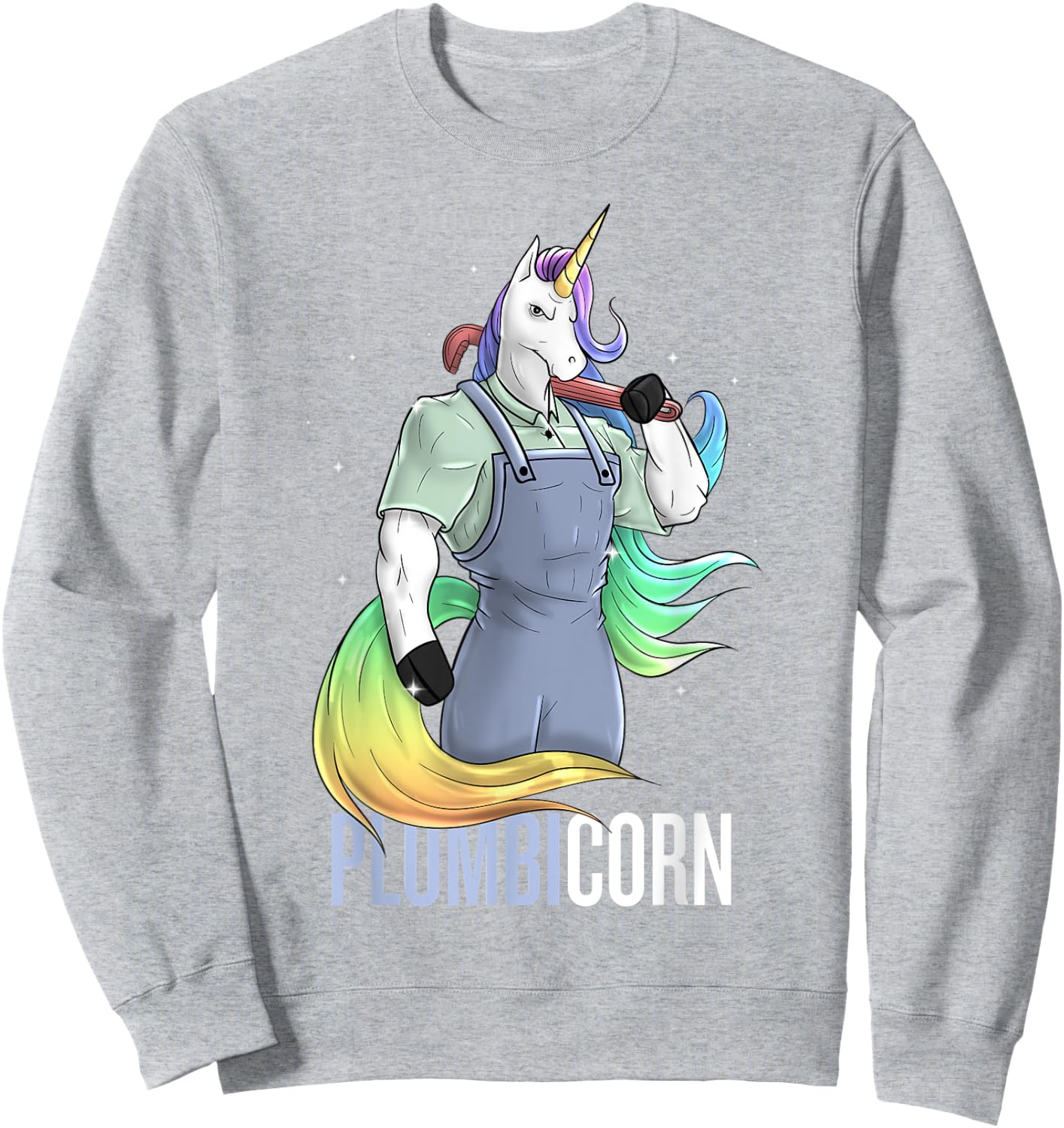 Plumber Unicorn Plumbicorn Plumbing Pun Handyman Funny Sweatshirt - Sweatshirt | Ash