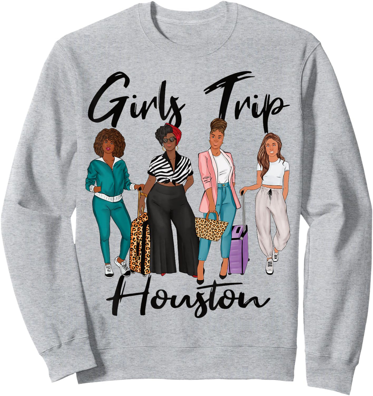 Girls Trip Houston For Melanin Afro Black Vacation Women Sweatshirt - Sweatshirt | Ash