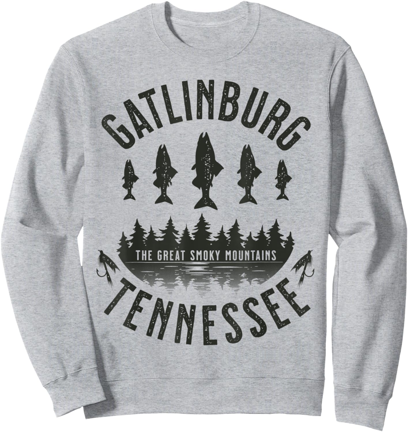 Gatlinburg Tennessee Rainbow Trout Fly Fishing Sweatshirt - Sweatshirt | Ash