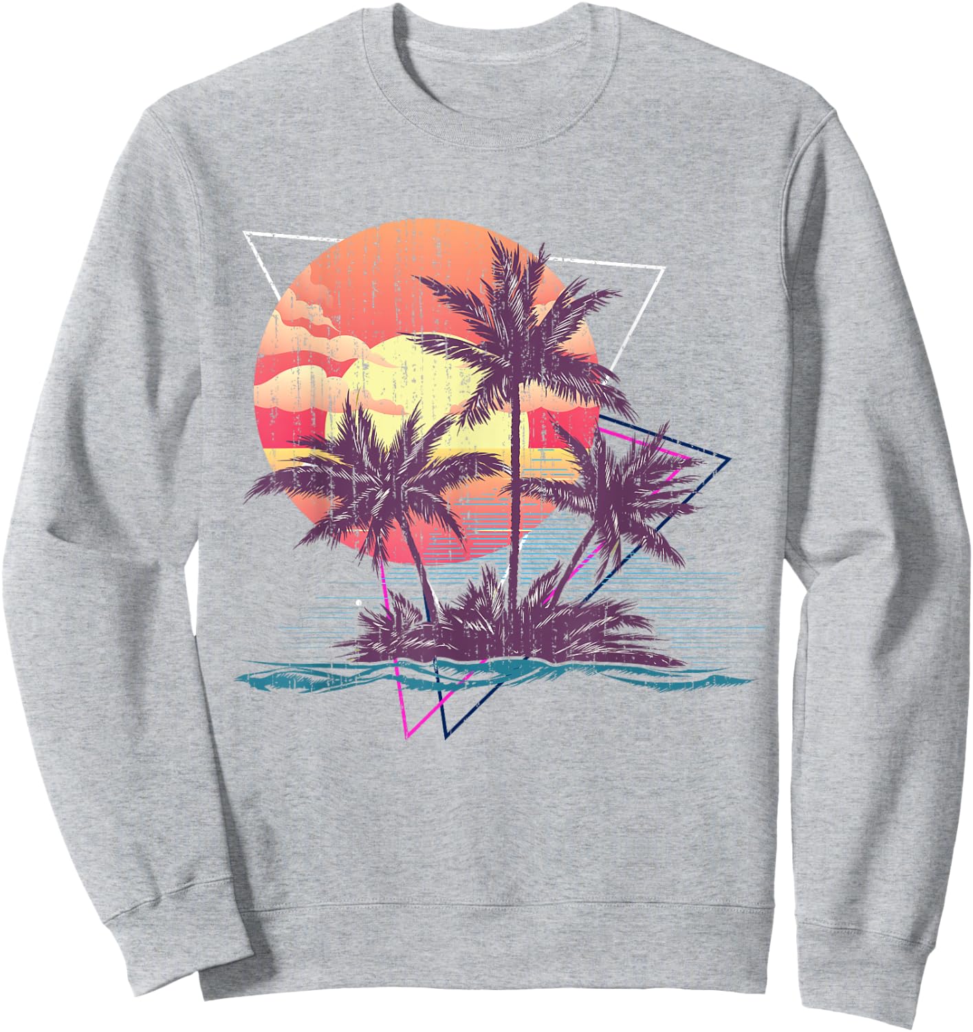 Retro Palm Trees Beach Sunset Tropical Summer Women Girls Kids Sweatshirt - Sweatshirt | Ash