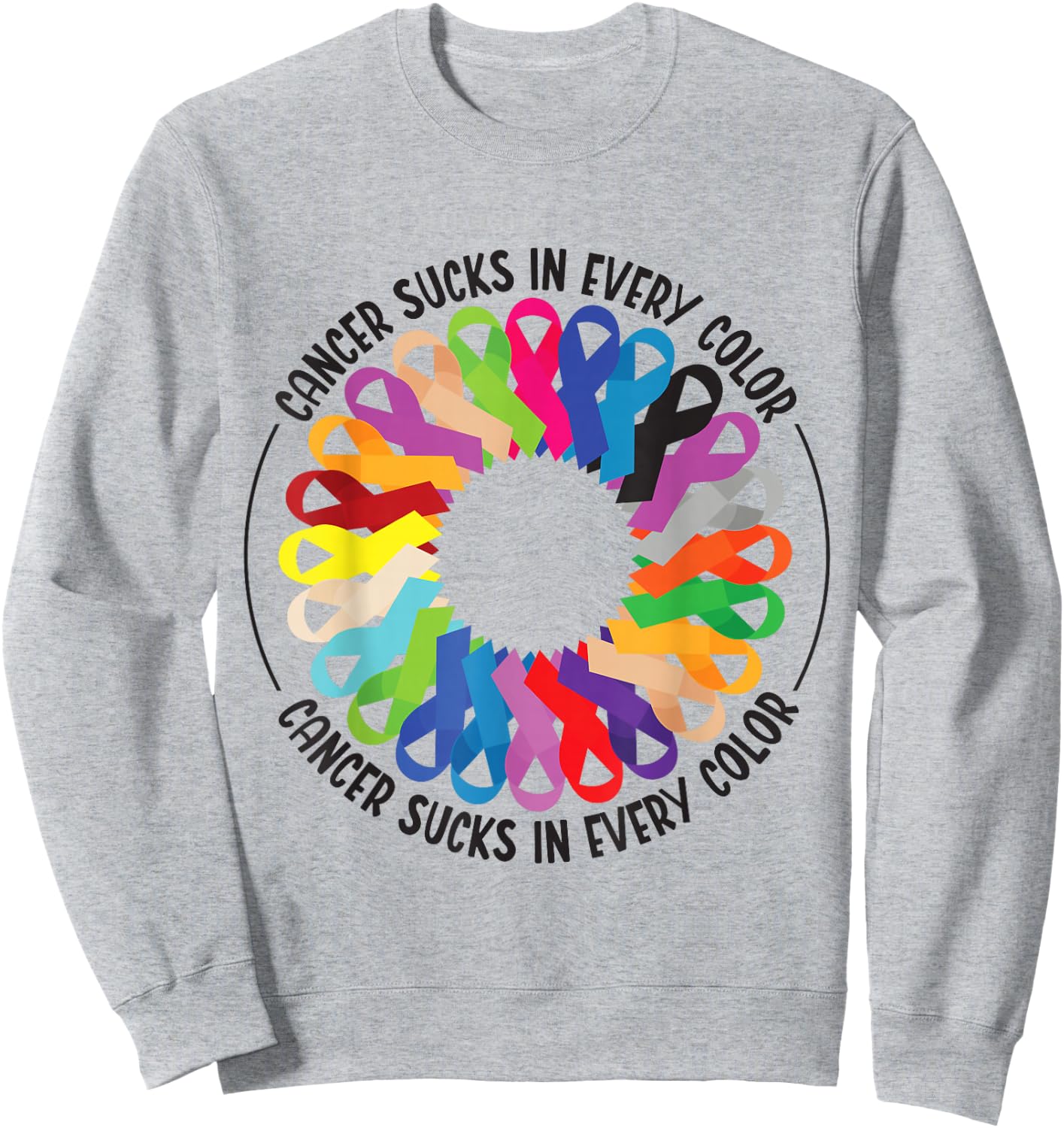 Cancer Sucks In Every Color Fighter | Funk Cancer Sweatshirt - Sweatshirt | Ash