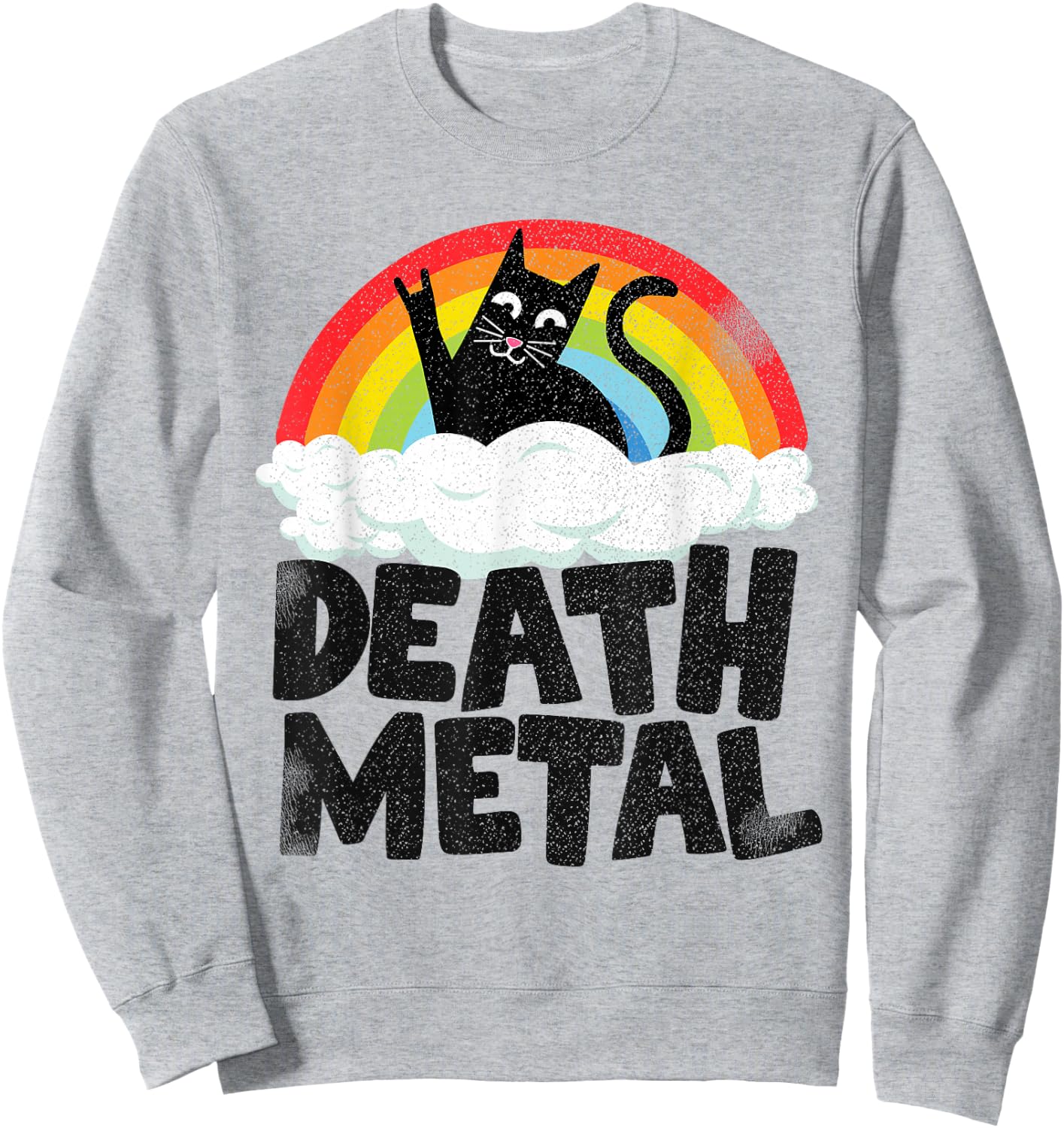 Cat Rainbow Heavy Metal Band Kids Goth Funny Death Metal Sweatshirt - Sweatshirt | Ash
