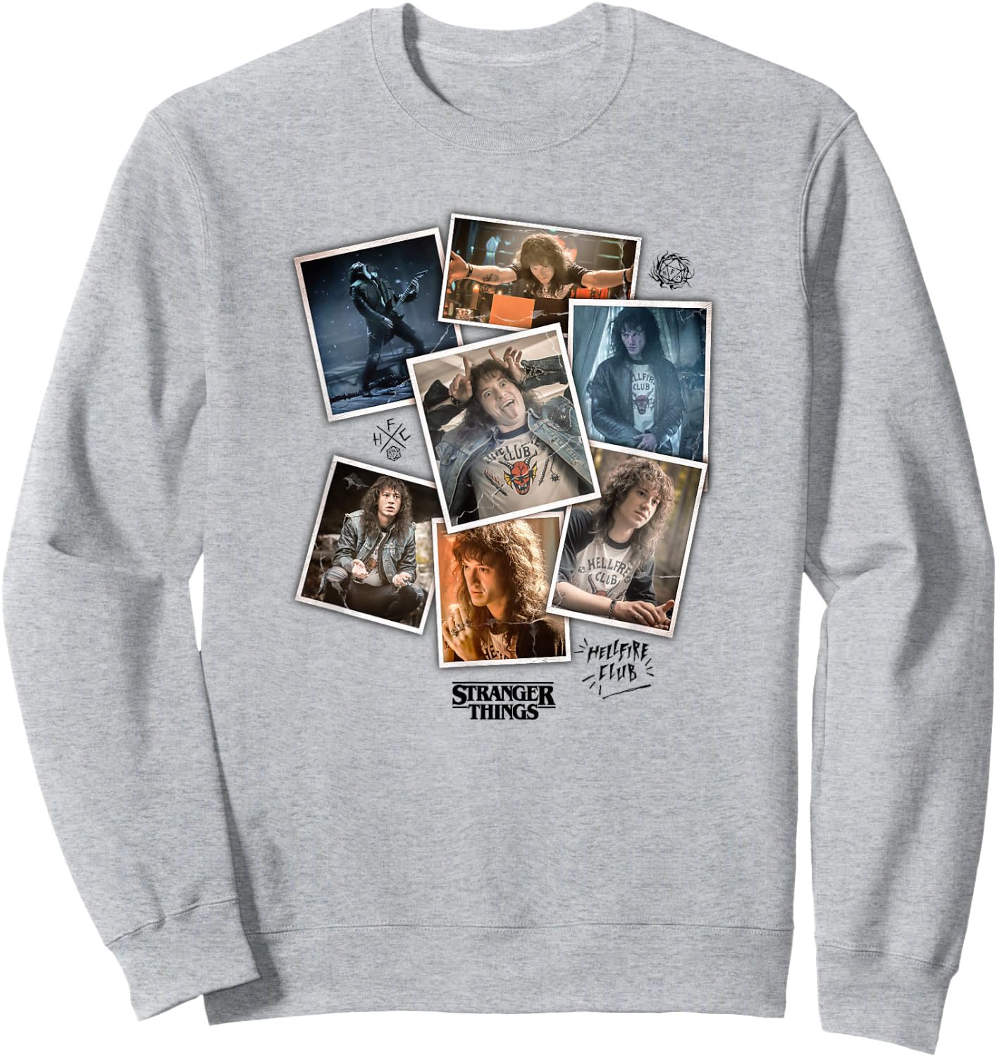 Stranger Things 4 Eddie Munson Scrapbook Photos Sweatshirt - Sweatshirt | Ash