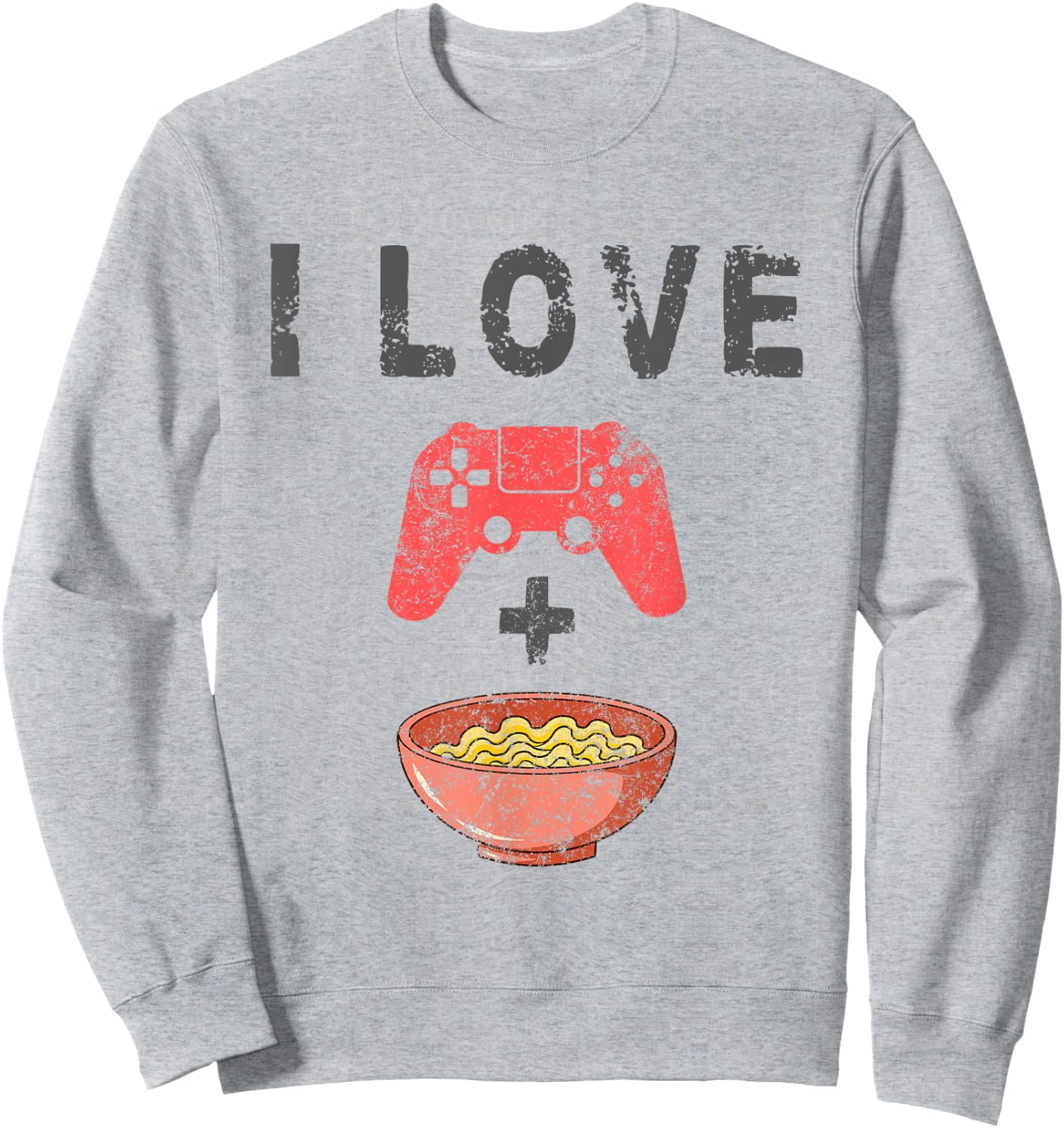 I Love Ramen and Gaming Funny Retro Noodles Gamer Small Sweatshirt - Sweatshirt | Ash