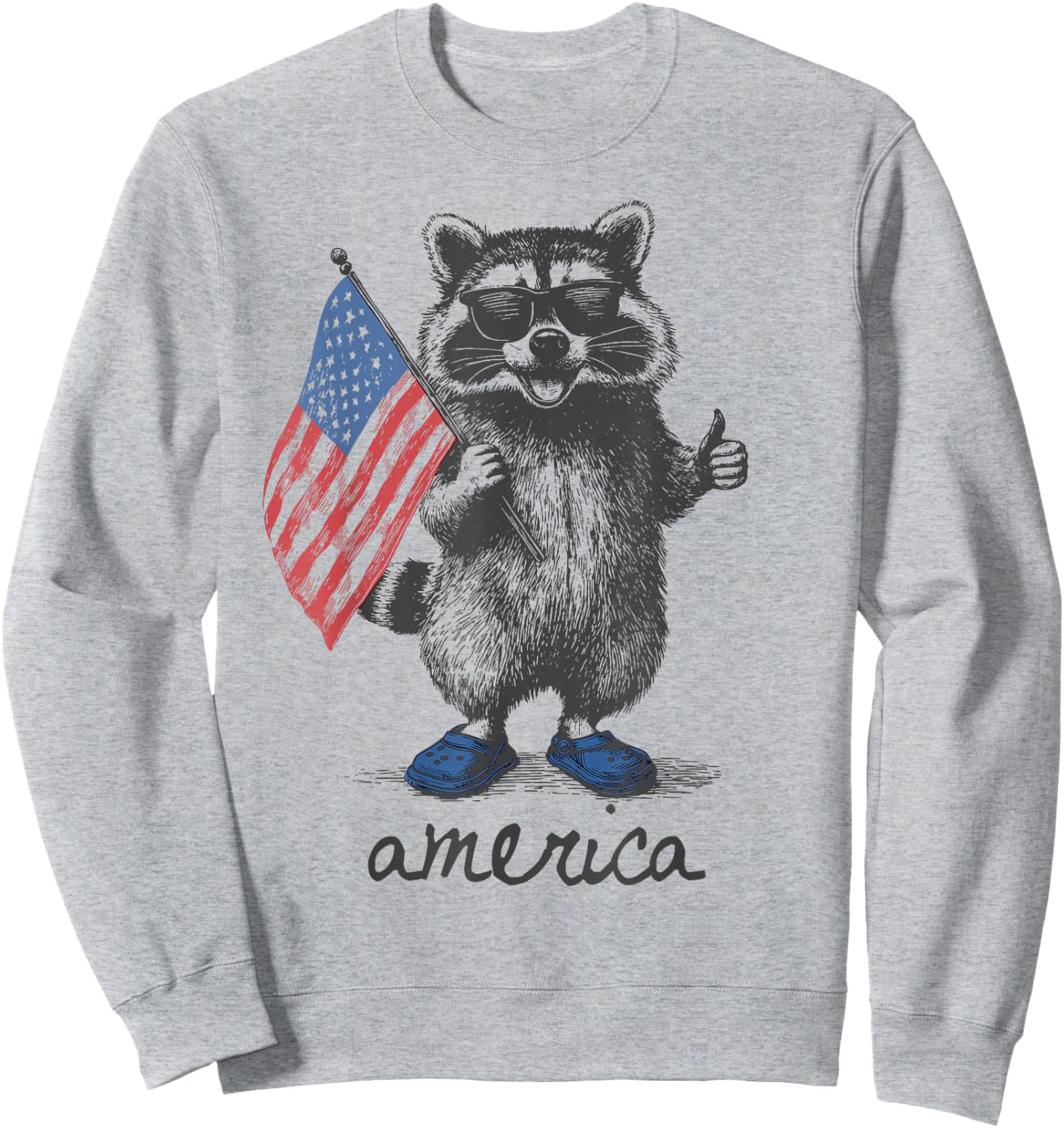 American Funny Patriotic Raccoon 250 Years 4th of July Sweatshirt - Sweatshirt | Ash
