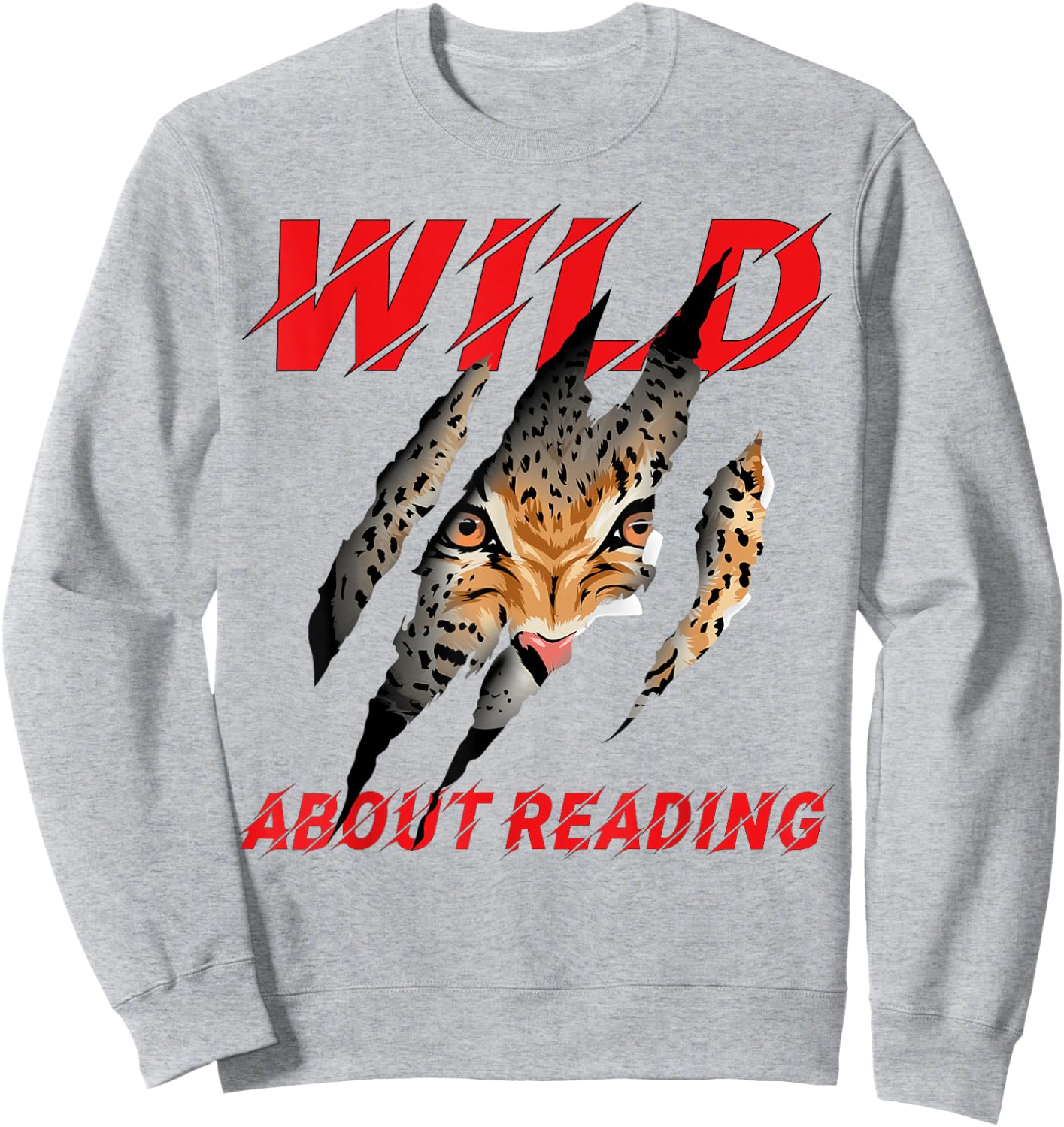 Wild About Reading Leopard Claw I Love Reading Book Lover Sweatshirt - Sweatshirt | Ash
