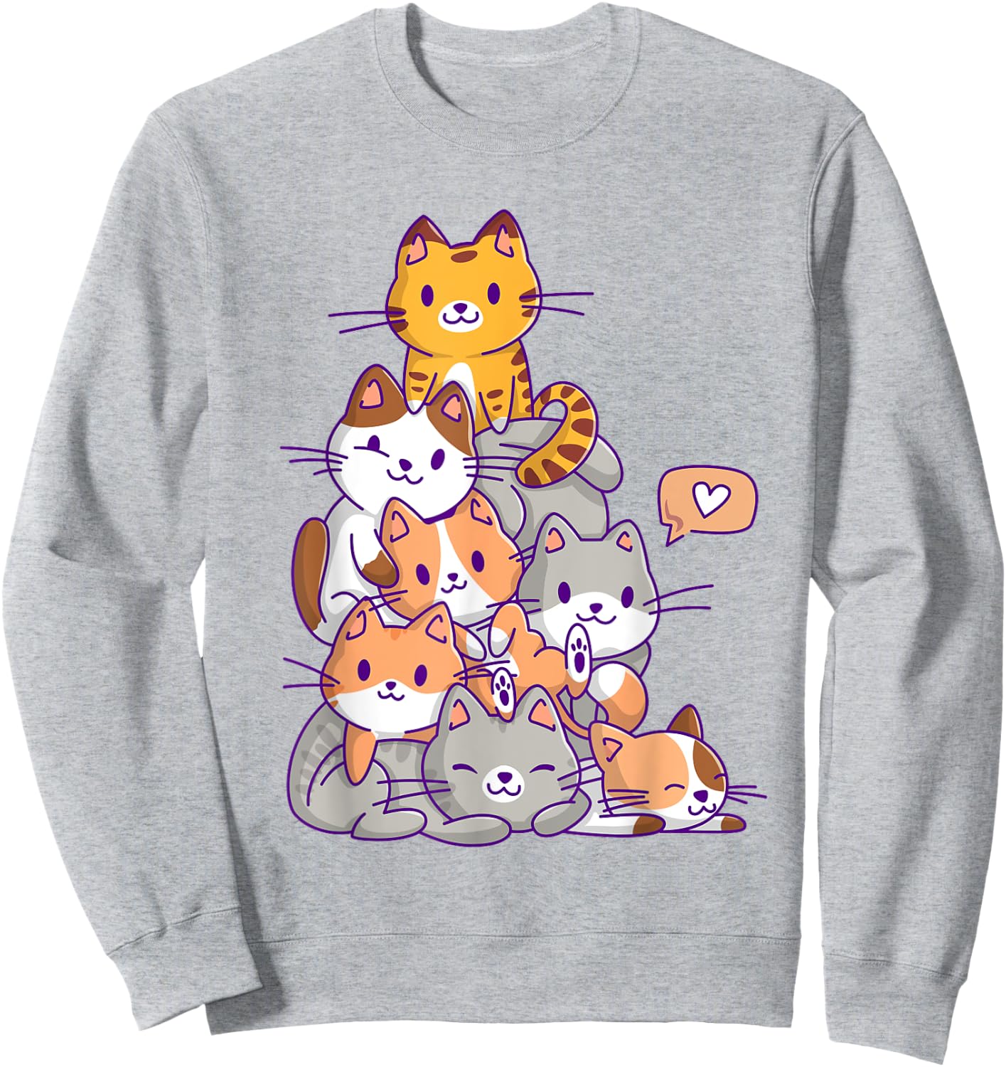 Cute Kawaii Cat Kitty Meowtain Cats Pile Chibi Women Girls Sweatshirt - Sweatshirt | Ash