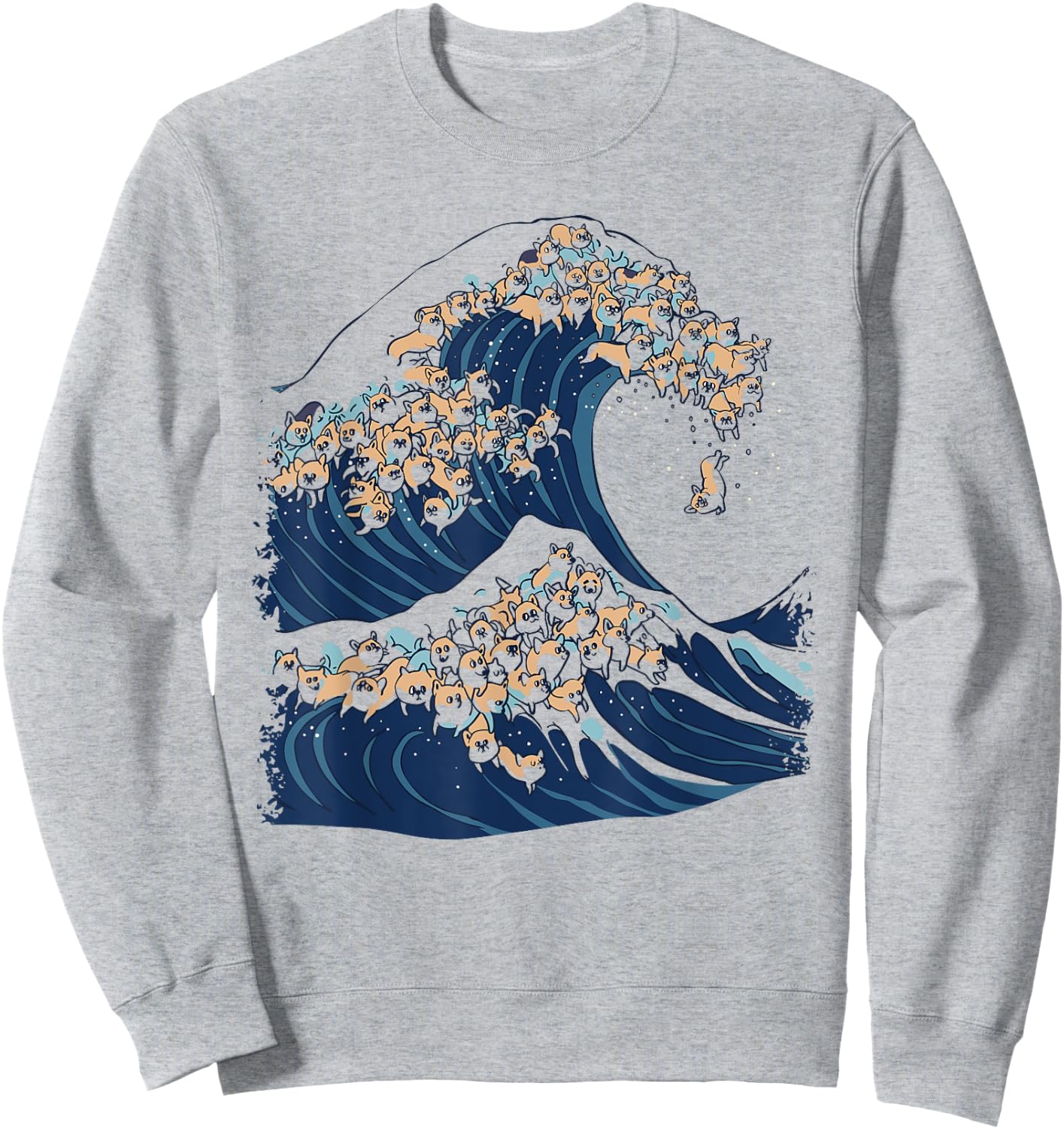 The Great Wave of Corgis Sweatshirt - Sweatshirt | Ash
