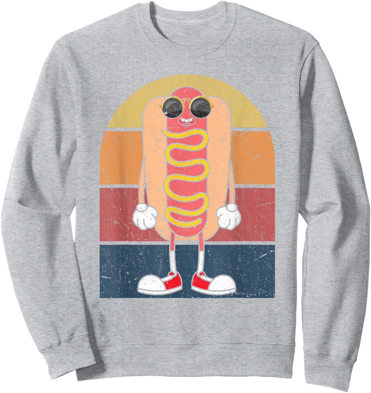 Cool Hot Dog Fast Food Sunglasses Weiner Foodie Retro Hotdog Sweatshirt - Sweatshirt | Ash