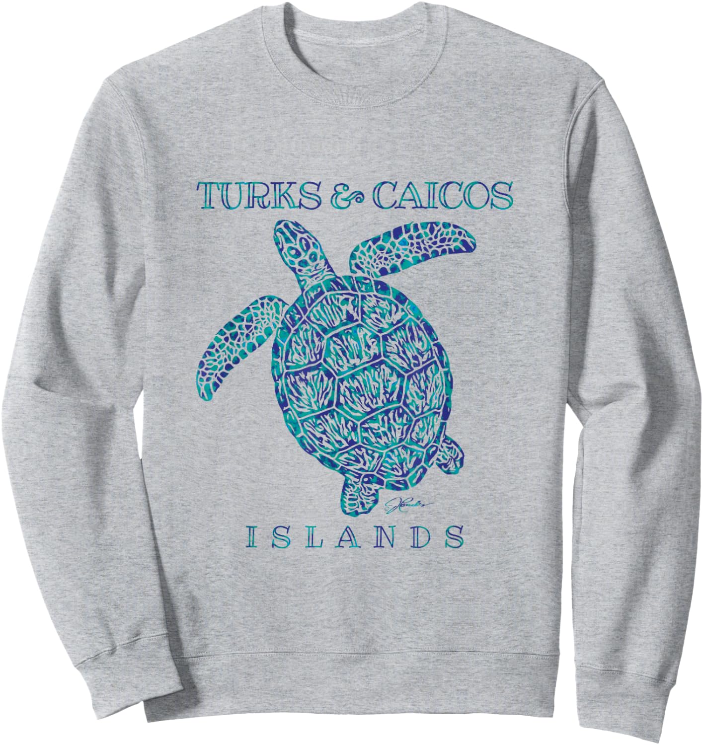 JCombs: Turks & Caicos Islands Sea Turtle Sweatshirt - Sweatshirt | Ash